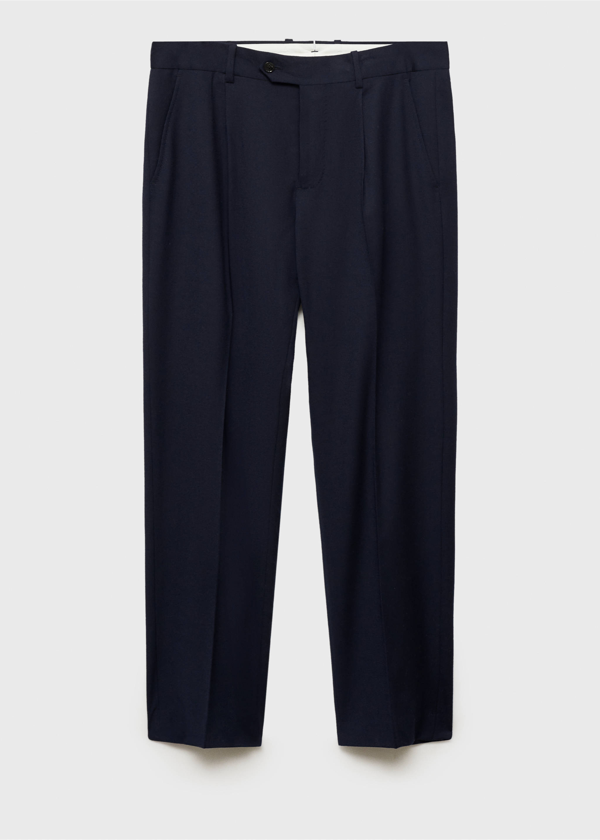 100% virgin wool flannel suit trousers - Article without model, Dark Navy. Ref: 77017927-00.