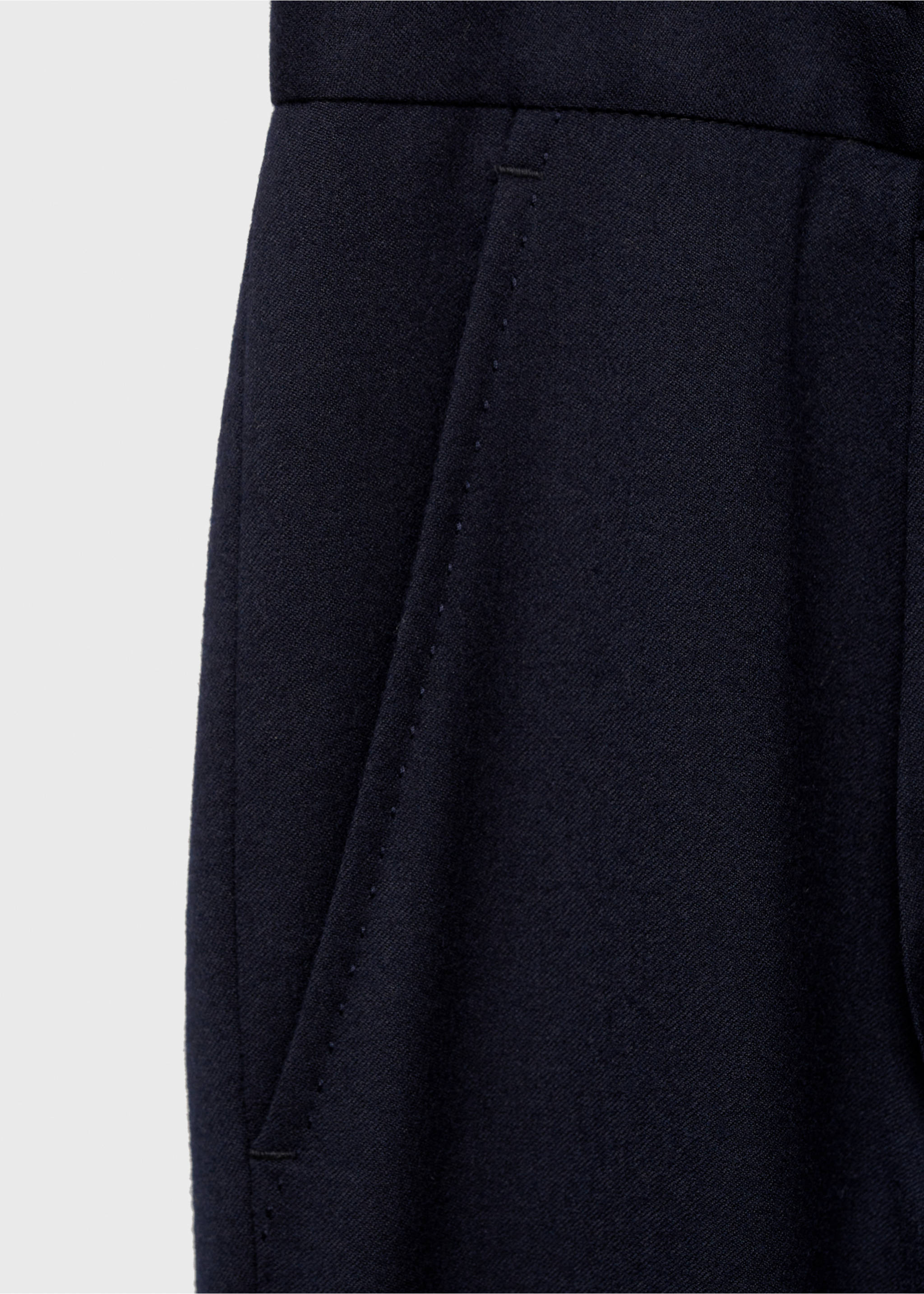 100% virgin wool flannel suit trousers - Details of the article 0, Dark Navy. Ref: 77017927-00.