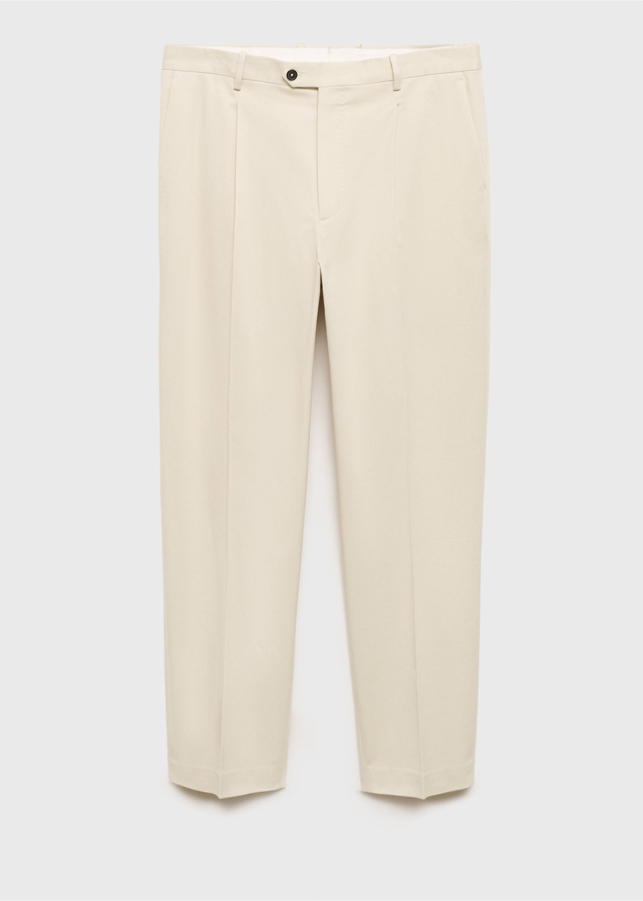 Cotton twill pleated trousers - Article without model, Ecru. Ref: 77017929-00.