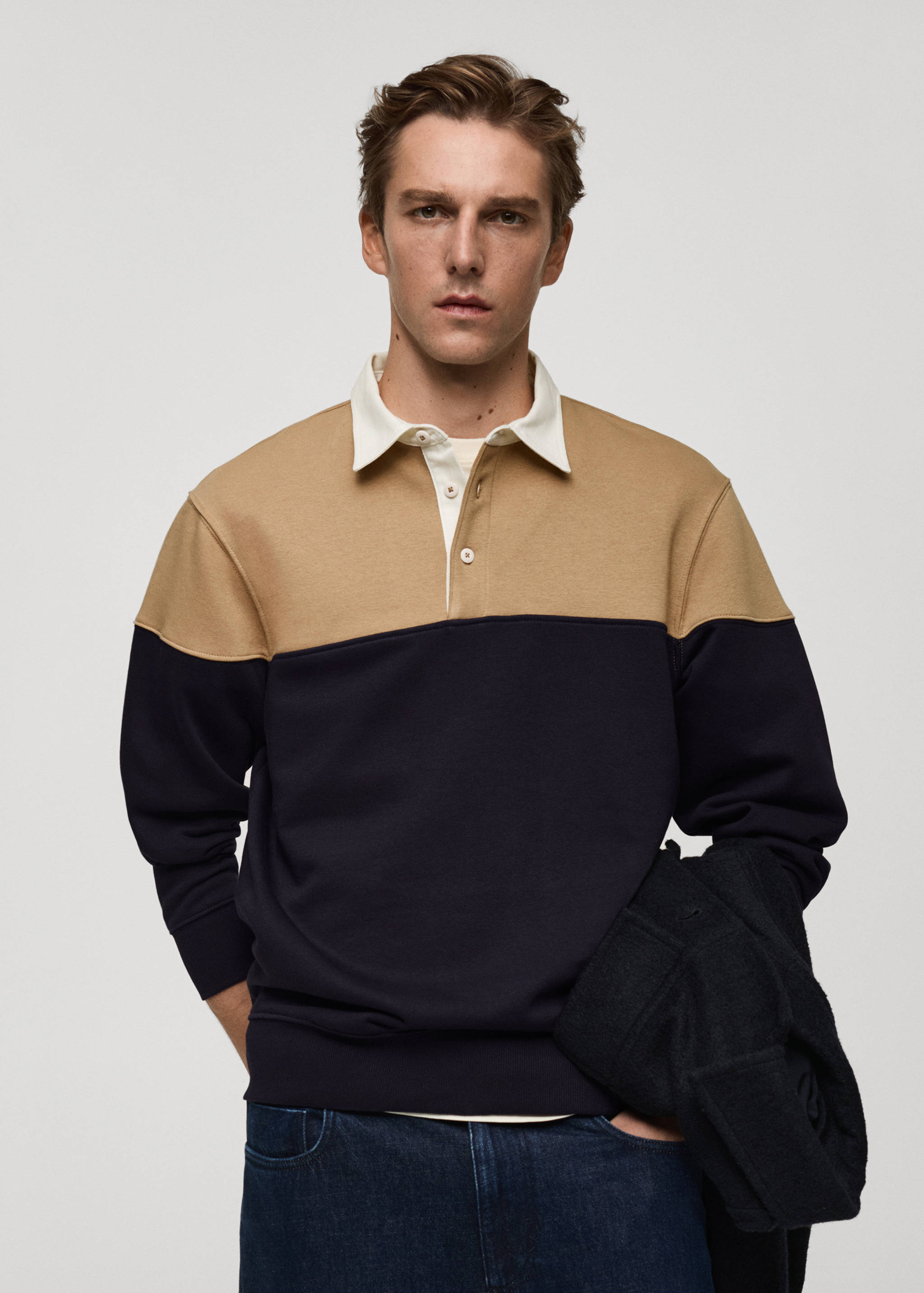 Two-tone cotton polo sweatshirt - Medium plane