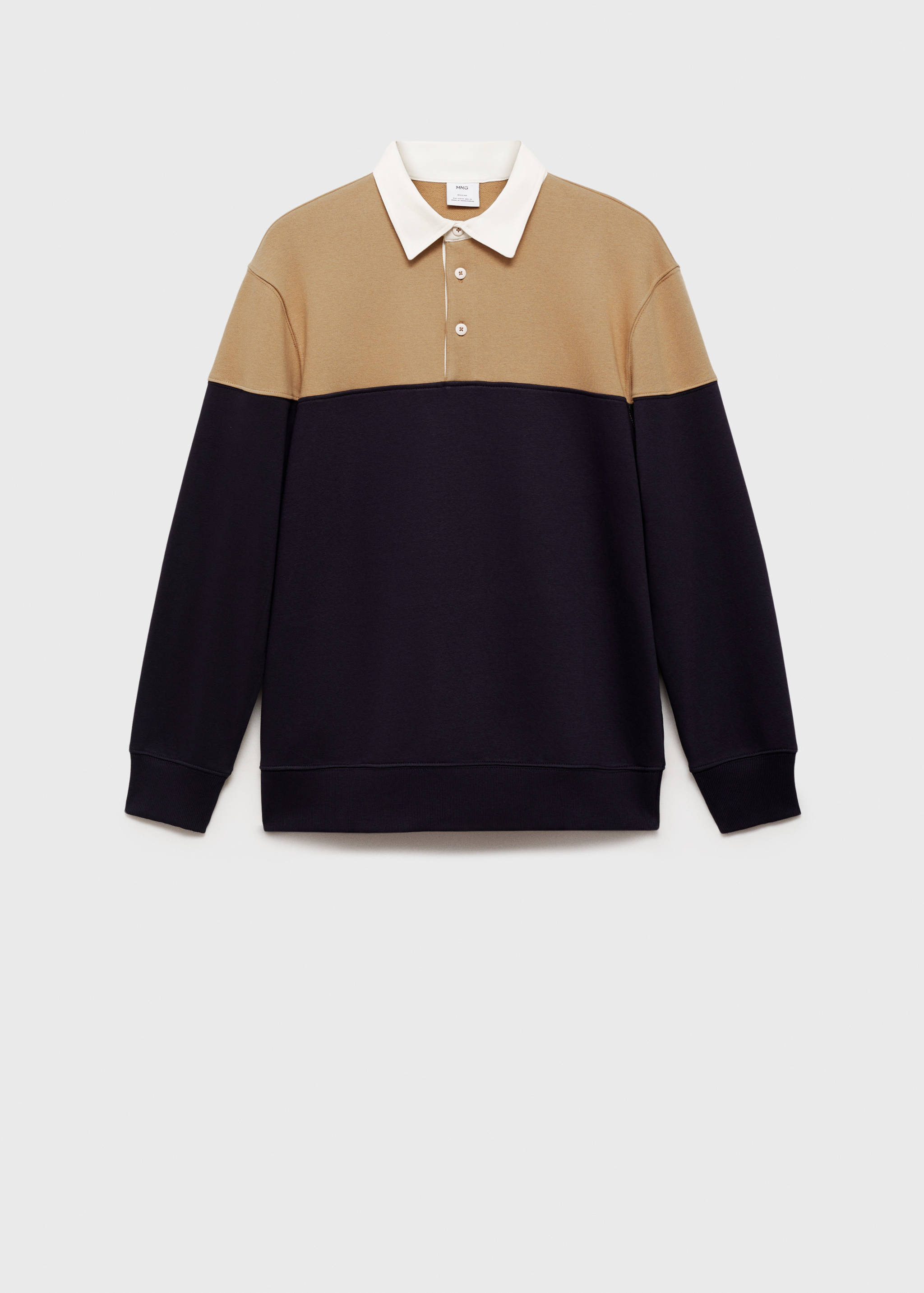 Two-tone cotton polo sweatshirt - Article without model