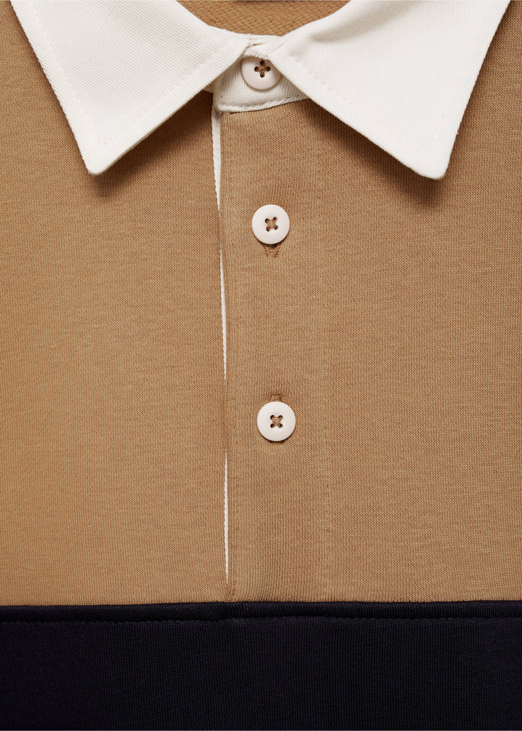 Zweifarbiges Polo-Sweatshirt aus Baumwolle - Detail des Artikels 8, Dunkles Marineblau. Ref: 77017939-00.