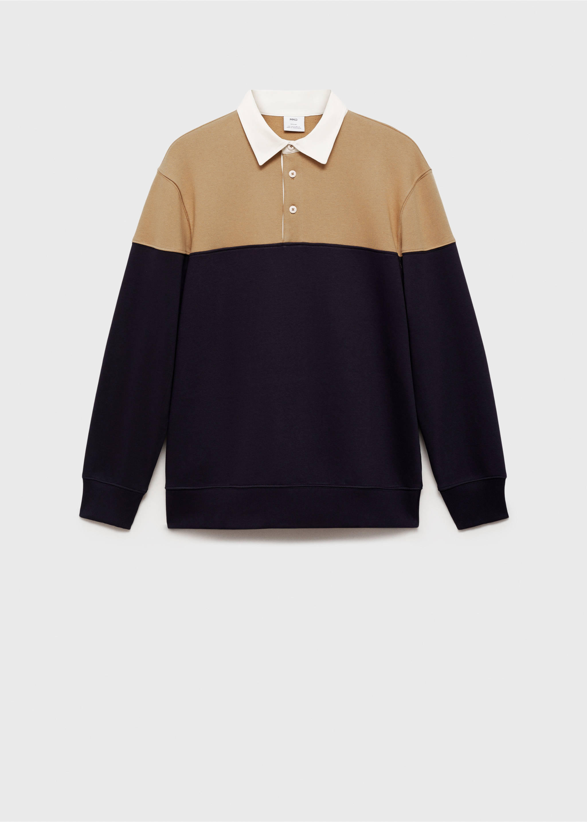 Zweifarbiges Polo-Sweatshirt aus Baumwolle - Artikel ohne Model, Dunkles Marineblau. Ref: 77017939-00.