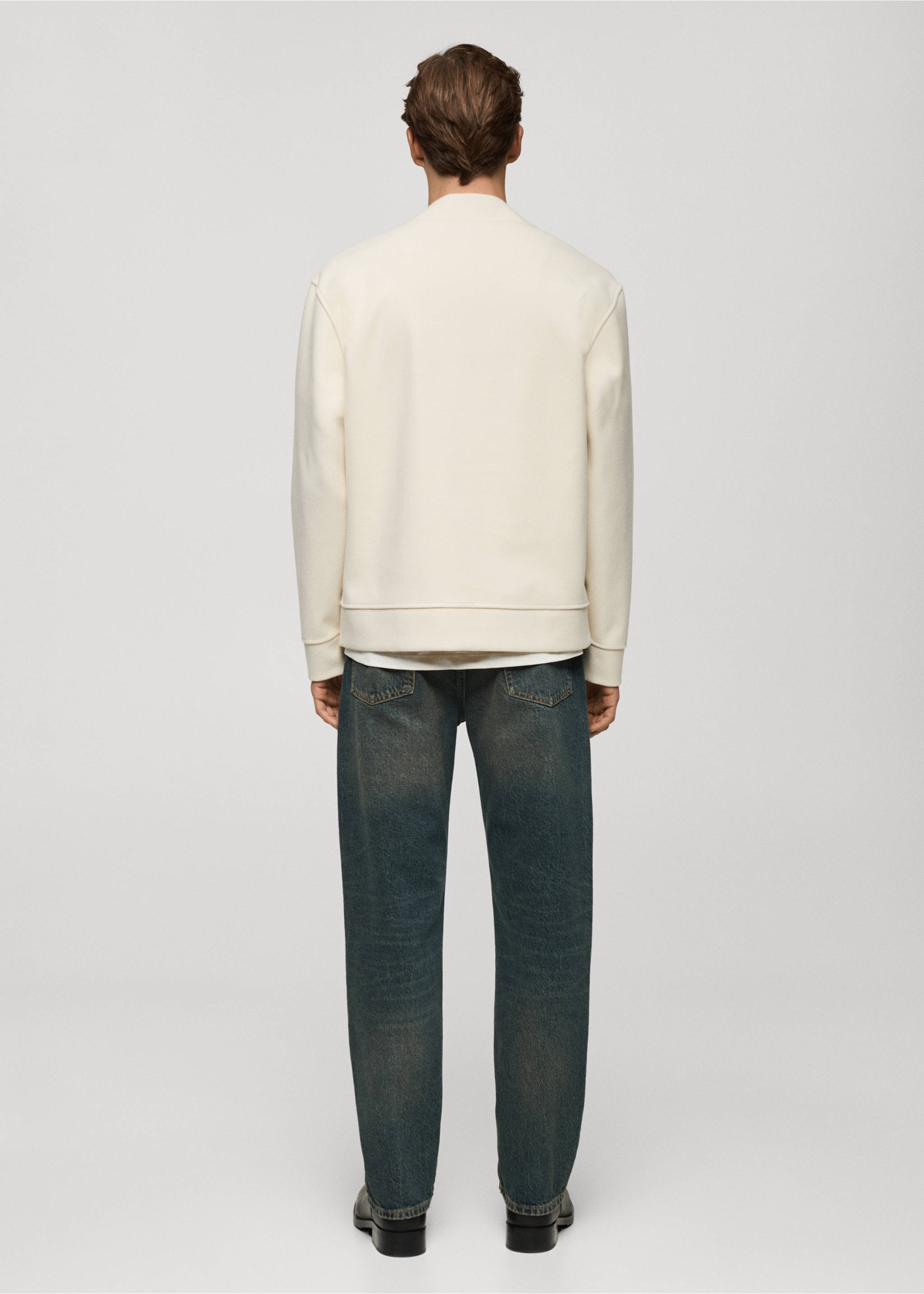 Relaxed-Fit-Flanell-Cardigan - Rückseite des Artikels, Ecru. Ref: 77017940-00.