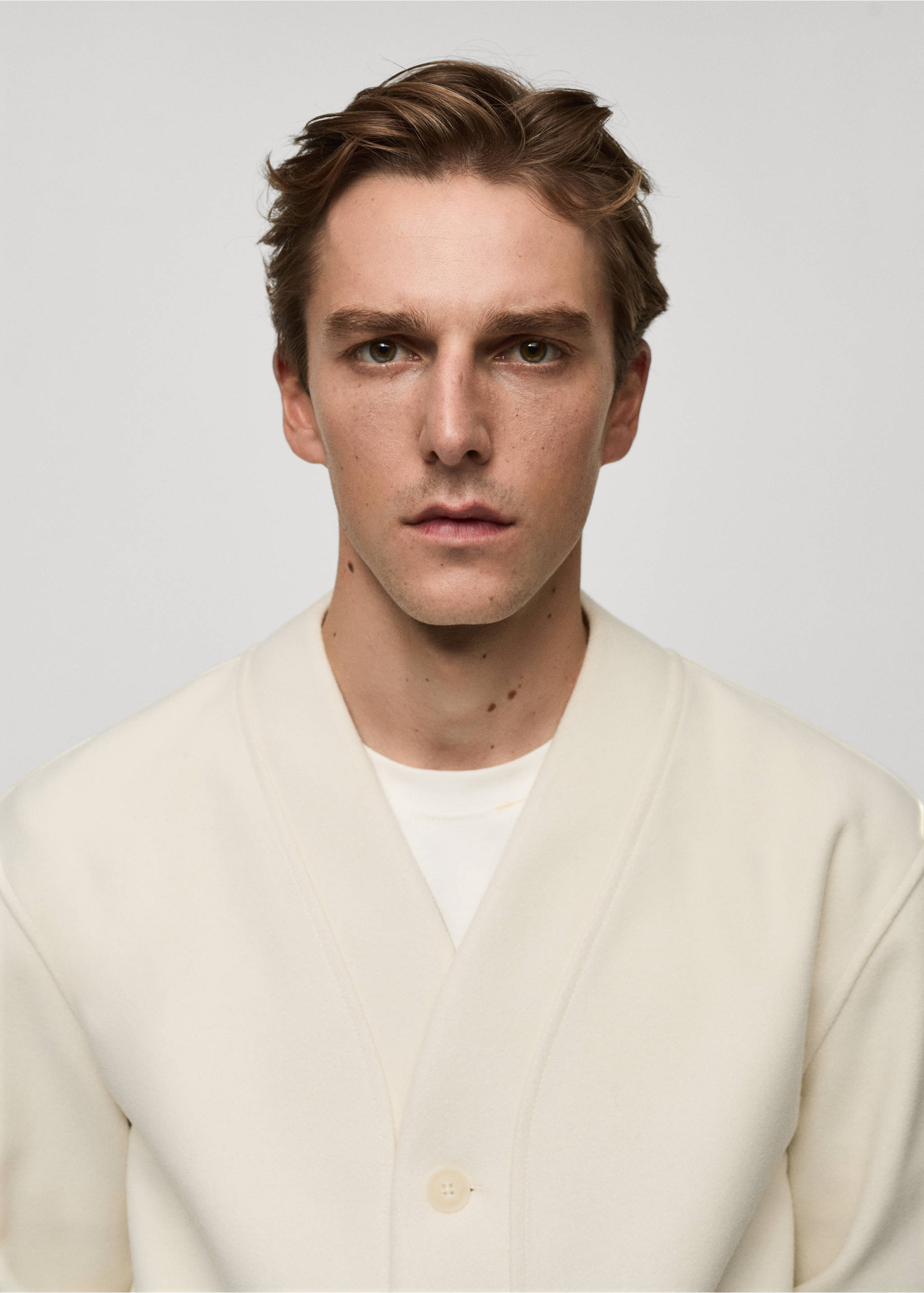 Relaxed-Fit-Flanell-Cardigan - Detail des Artikels 1, Ecru. Ref: 77017940-00.