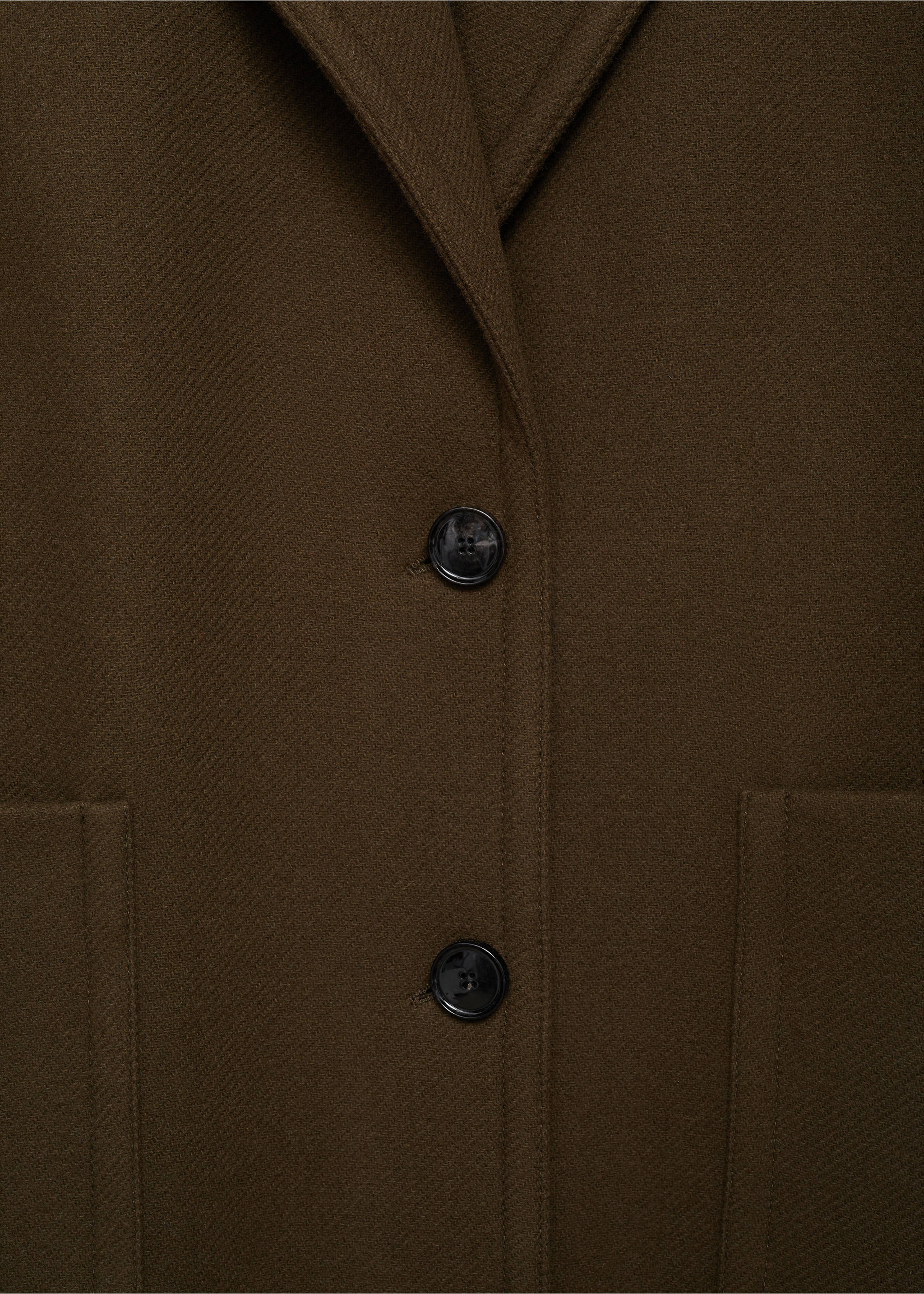 Abrigo lana virgen bolsillos - Detalle del artículo 8, Khaki. Ref: 77017942-00.