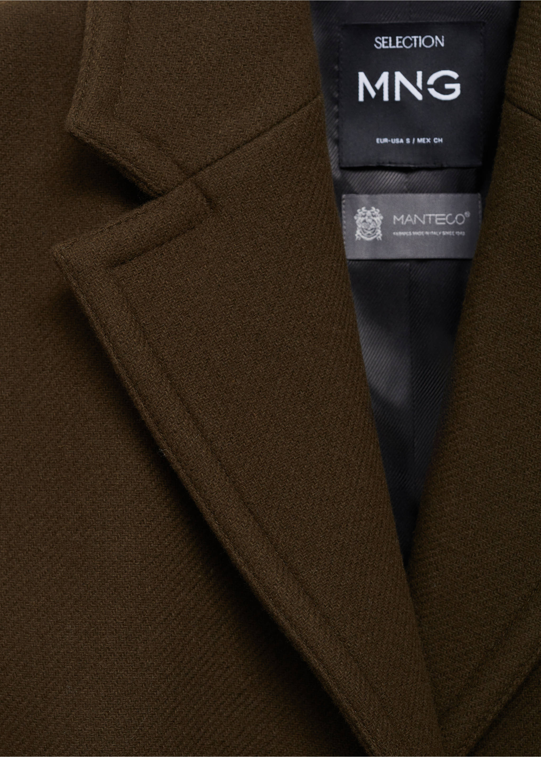 Abrigo lana virgen bolsillos - Detalle del artículo 0, Khaki. Ref: 77017942-00.