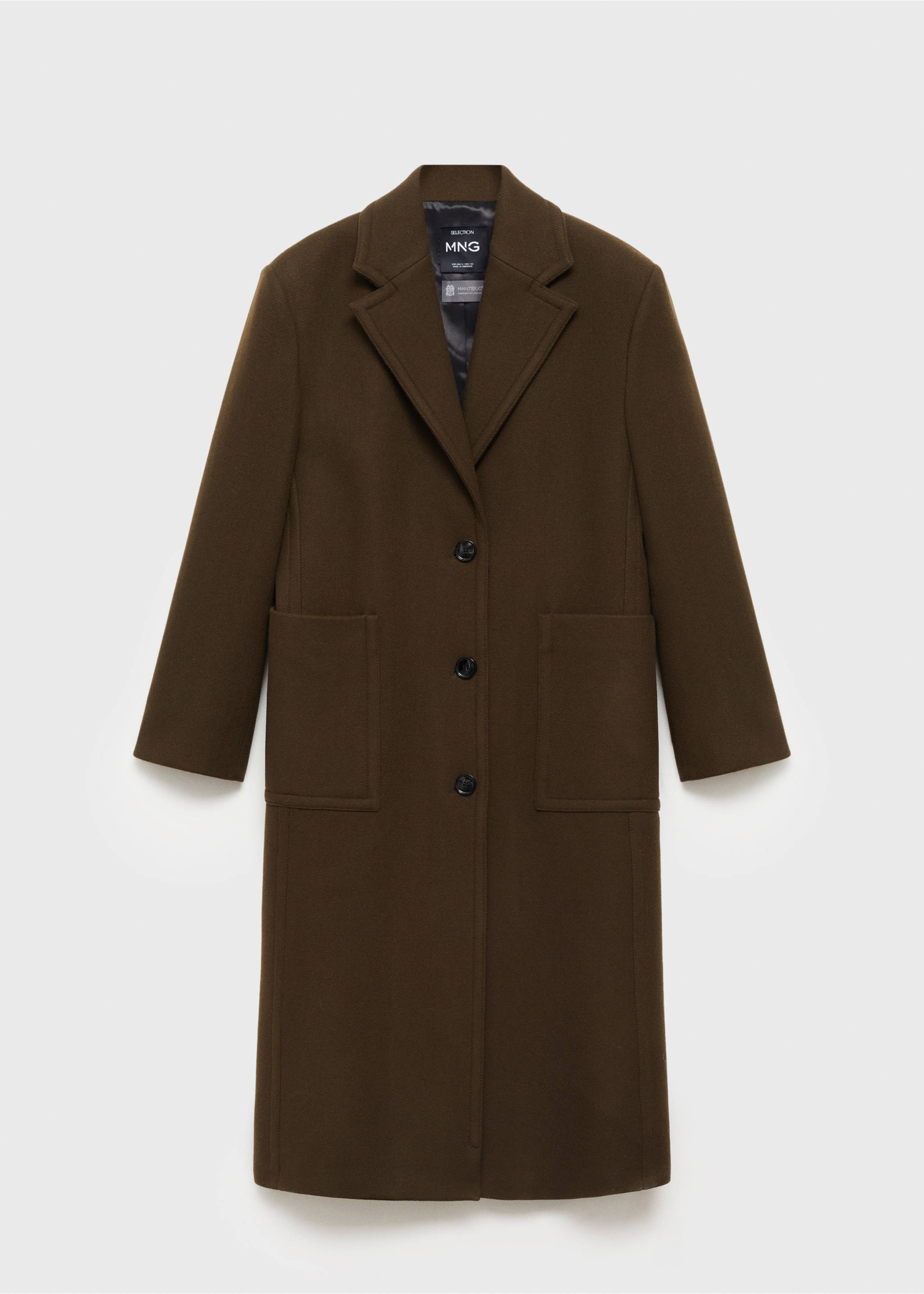 Kåpe i jomfruull med lommer - Artikkel uten modell, Khaki. Ref: 77017942-00.