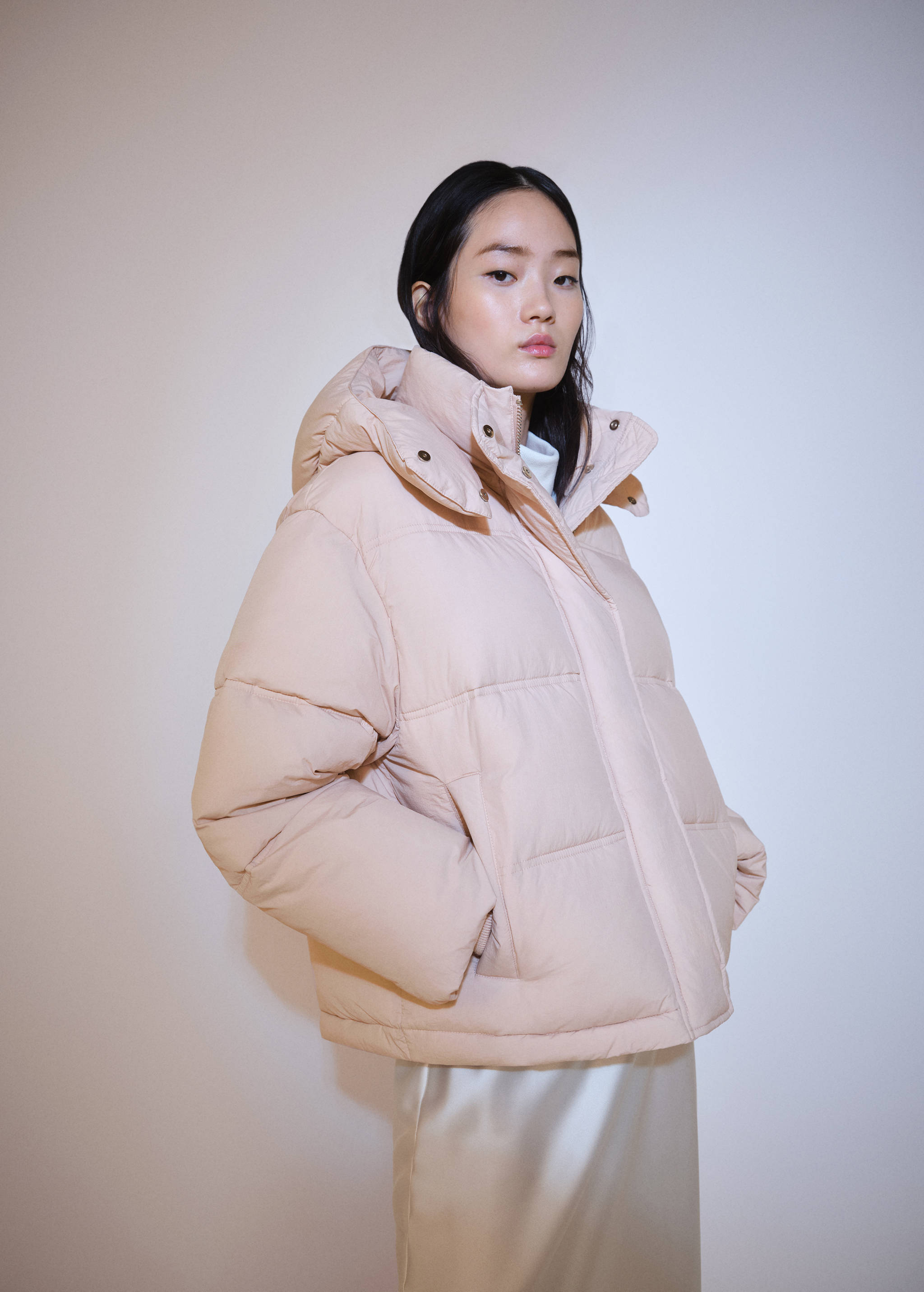 Short padded hooded anorak - Medium plane