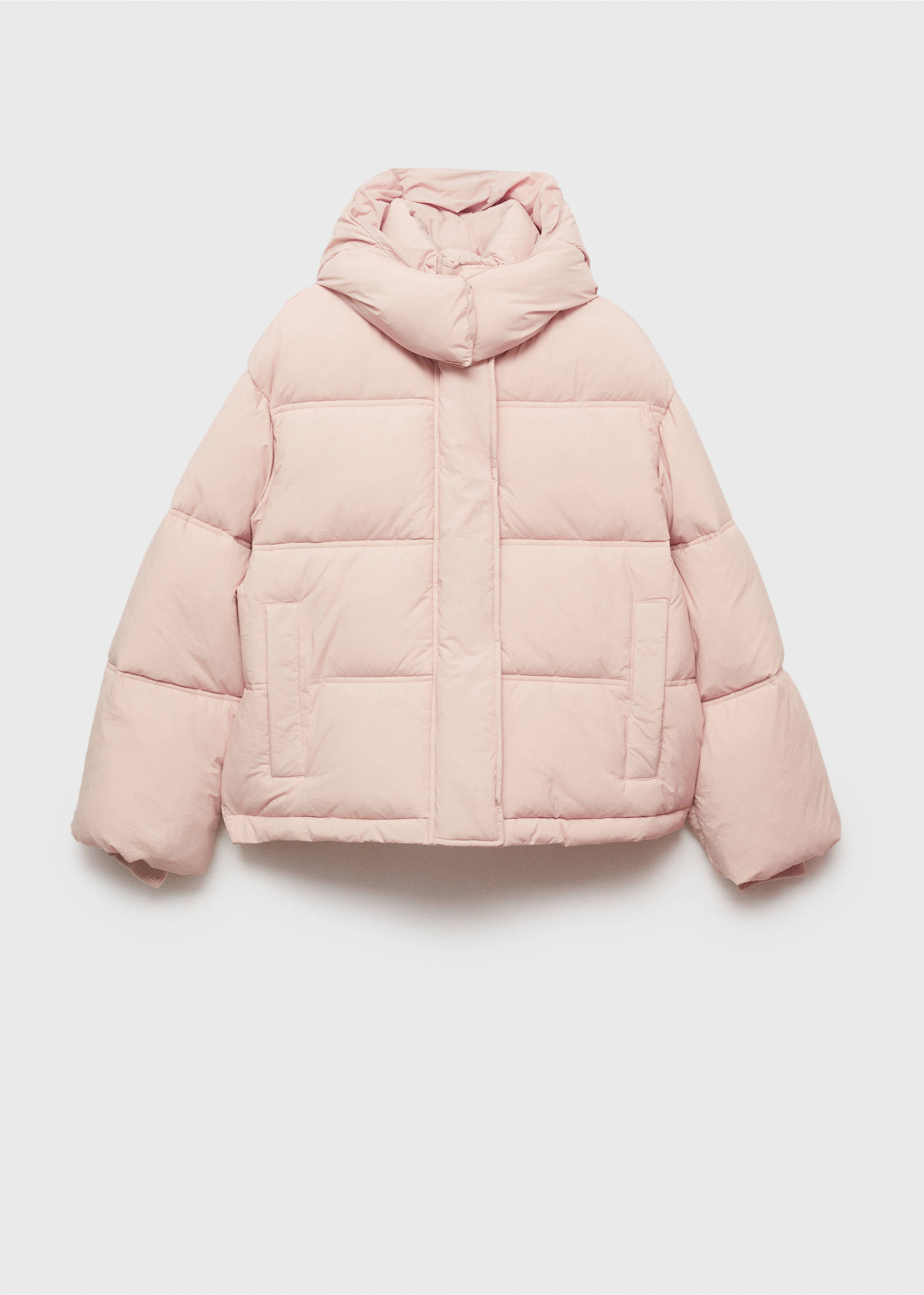 Short padded hooded anorak - Article without model, Pastel Pink. Ref: 77018266-00.