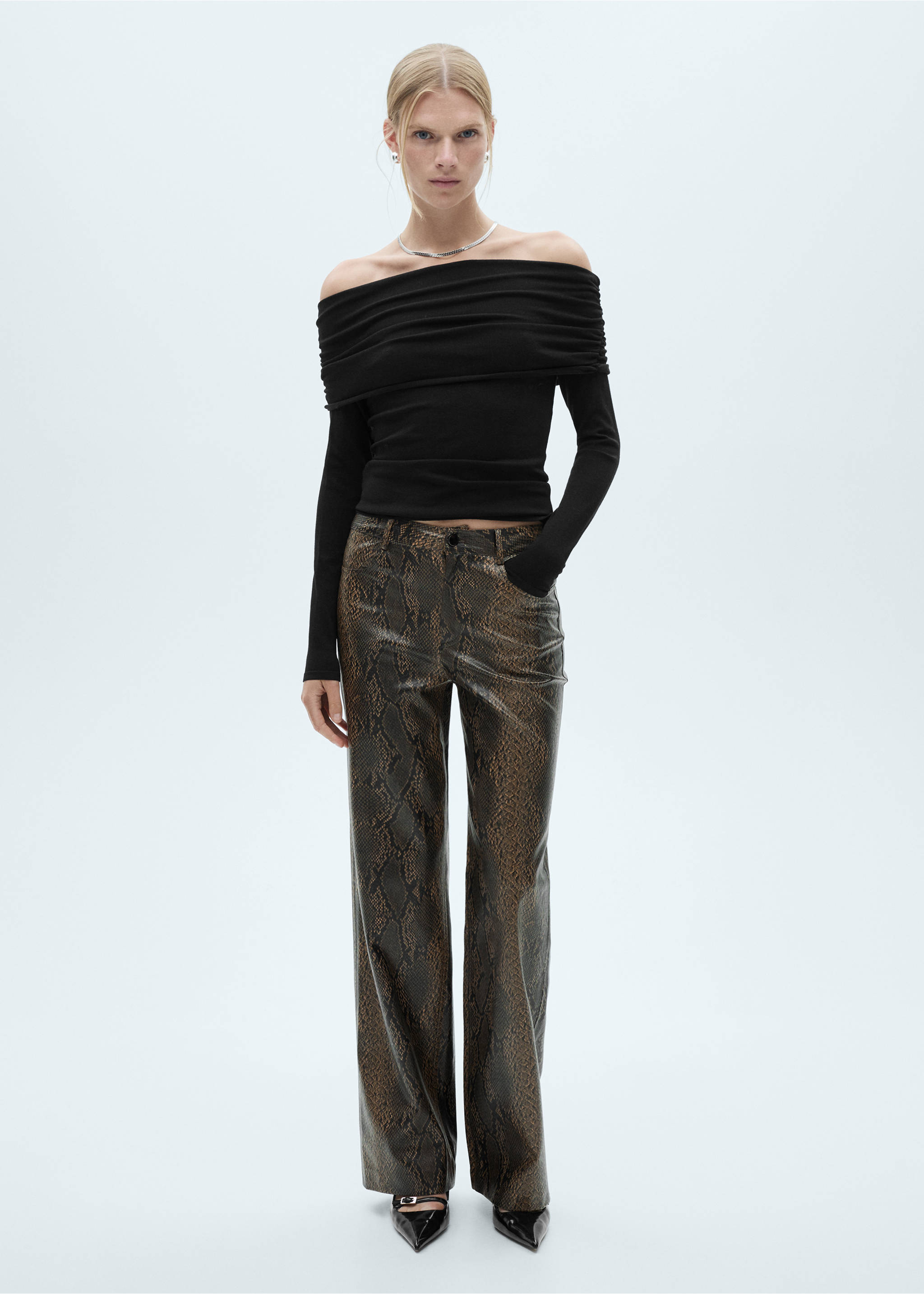 Animal-print faux-leather trousers - General plane, Beige. Ref: 77018268-00.