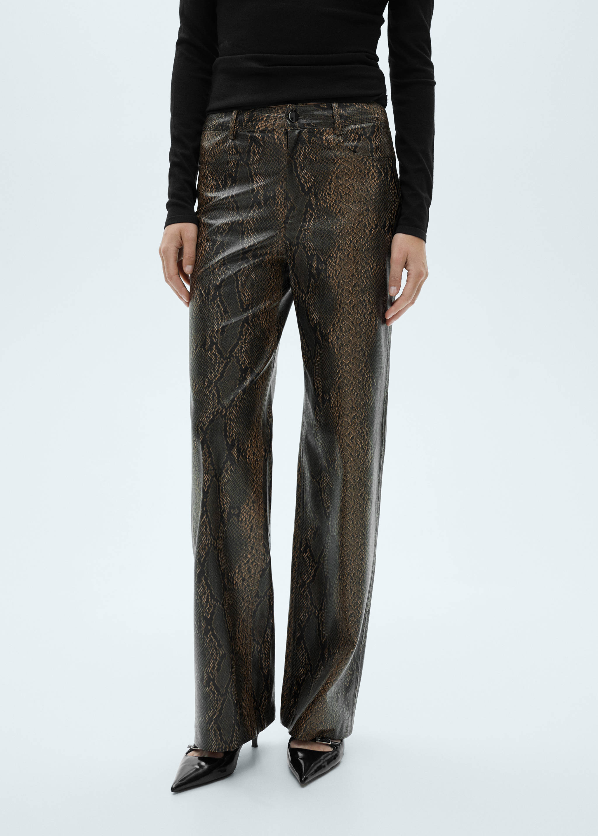Animal-print faux-leather pants - Medium plane