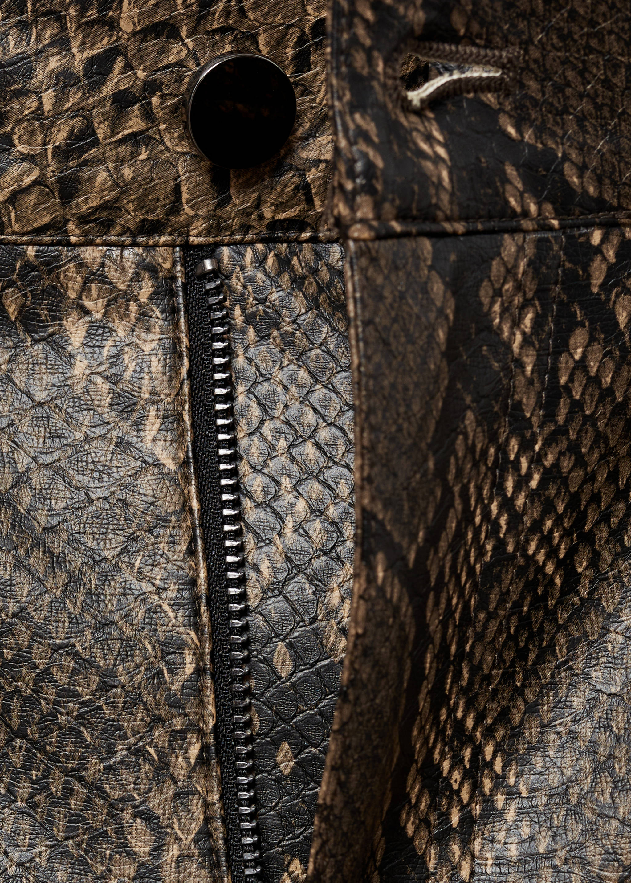 Animal-print faux-leather pants - Details of the article 0