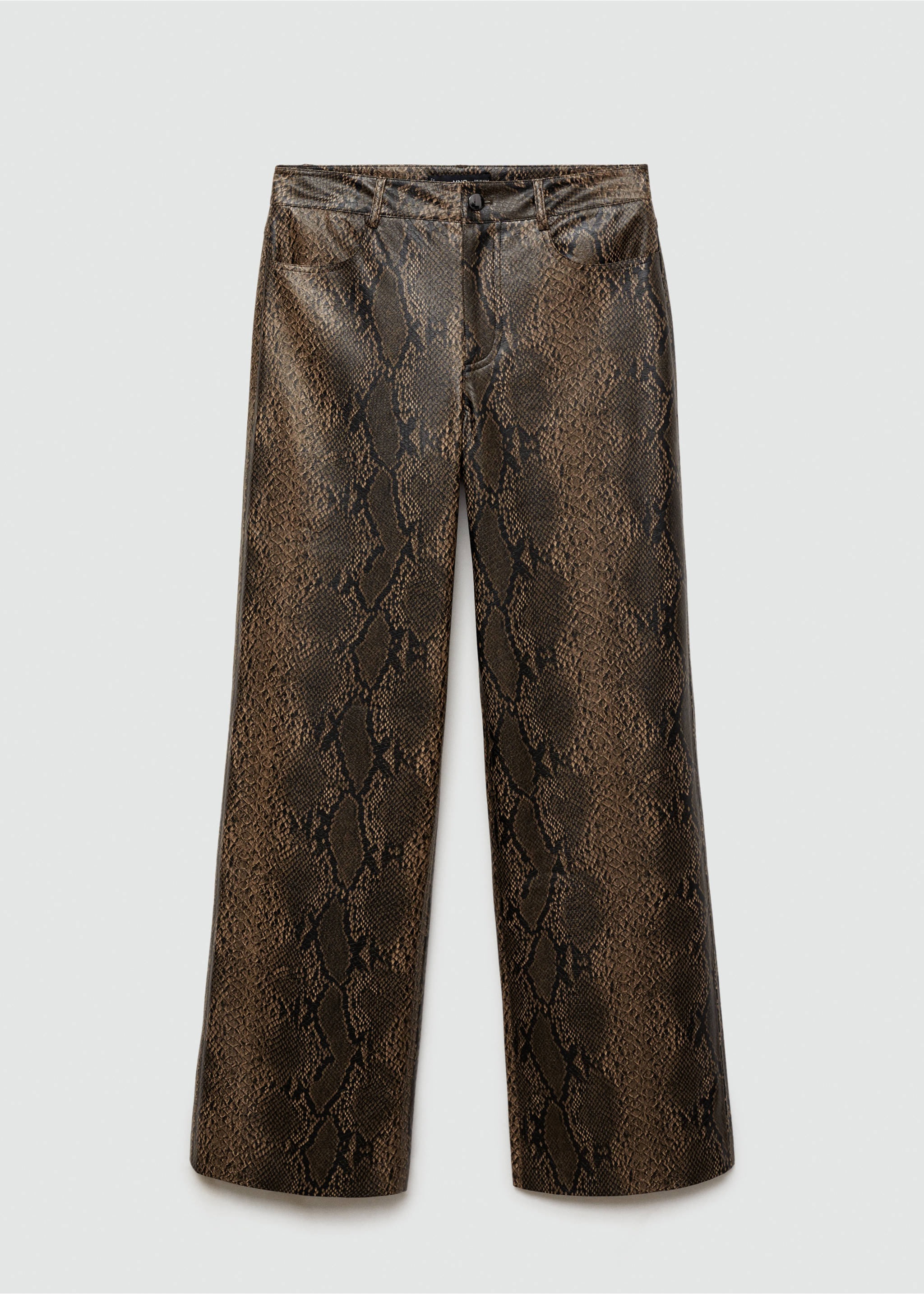 Hose mit Ledereffekt und Animal-Print - Artikel ohne Model, Beige. Ref: 77018268-00.