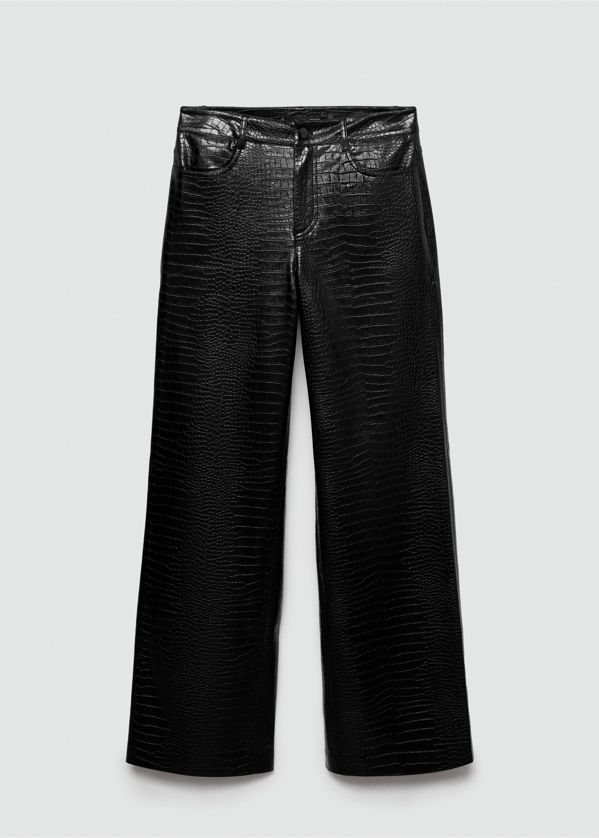 Rechte broek met krokodillenleereffect - Artikel zonder model, Zwart. Ref: 77018269-00.
