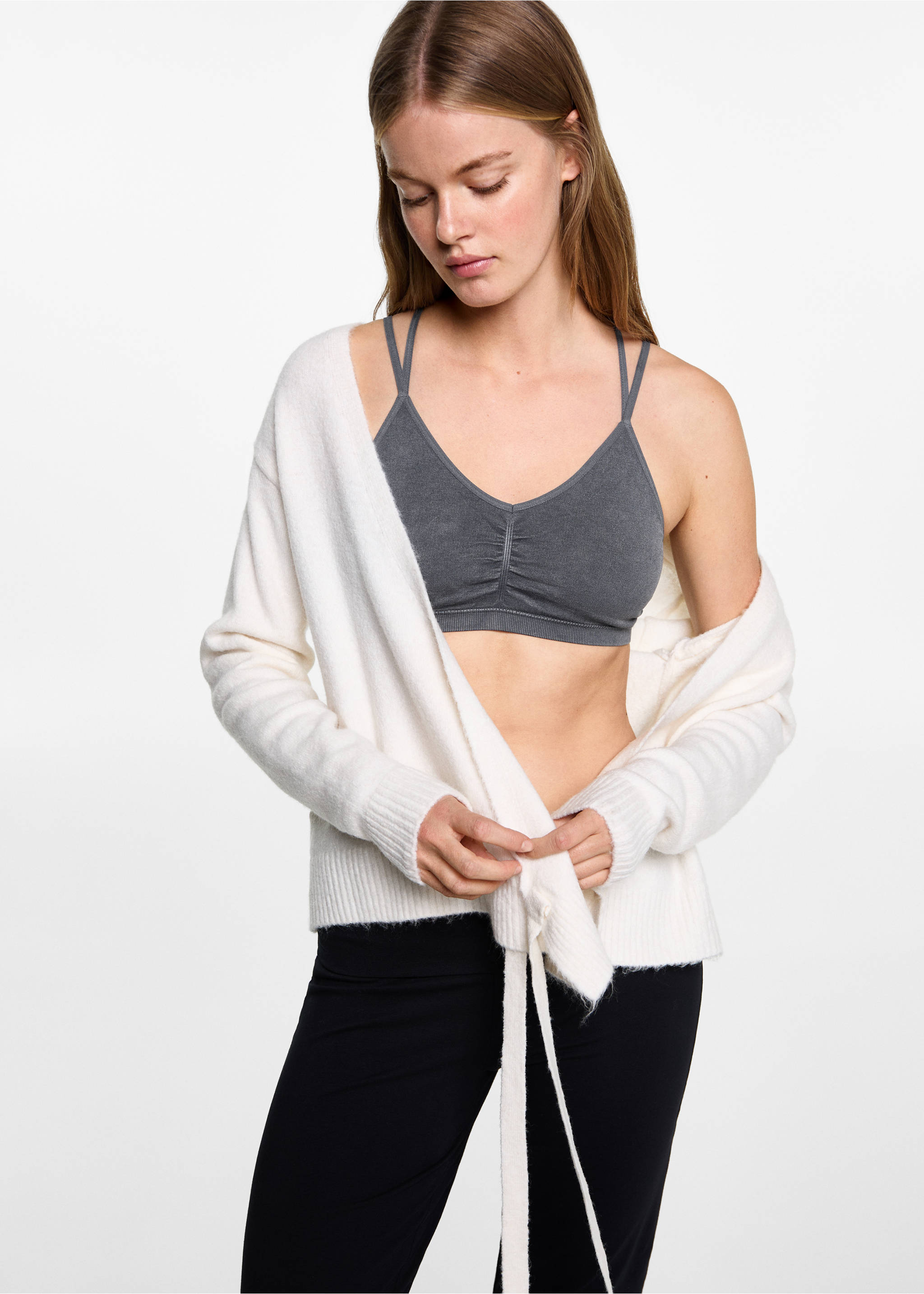 Crisscross strap top - Medium plane, Charcoal. Ref: 77018275-00.