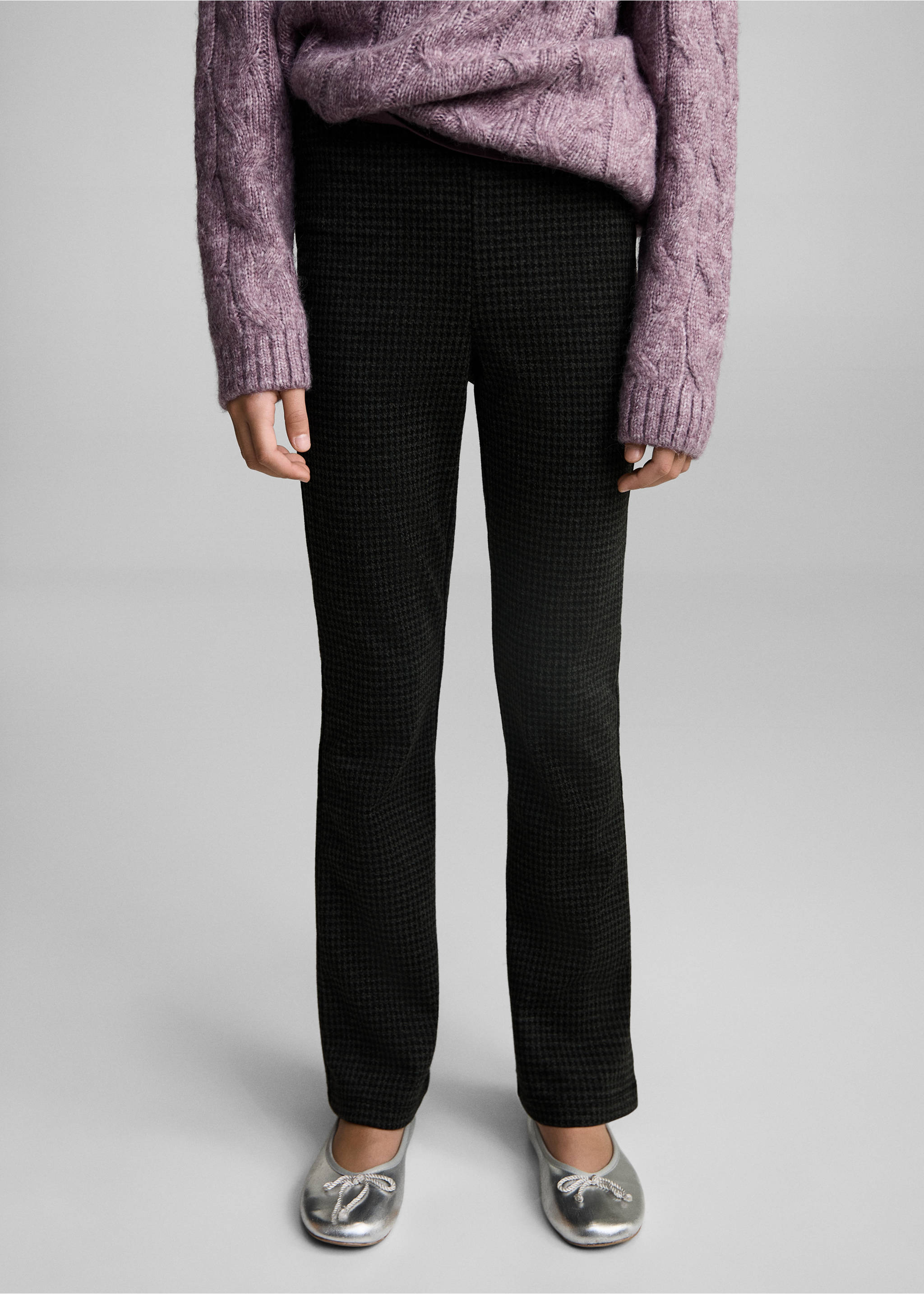 Leggings mit Hahnentrittmuster - Mittlere Ansicht, Anthrazit. Ref: 77018278-00.