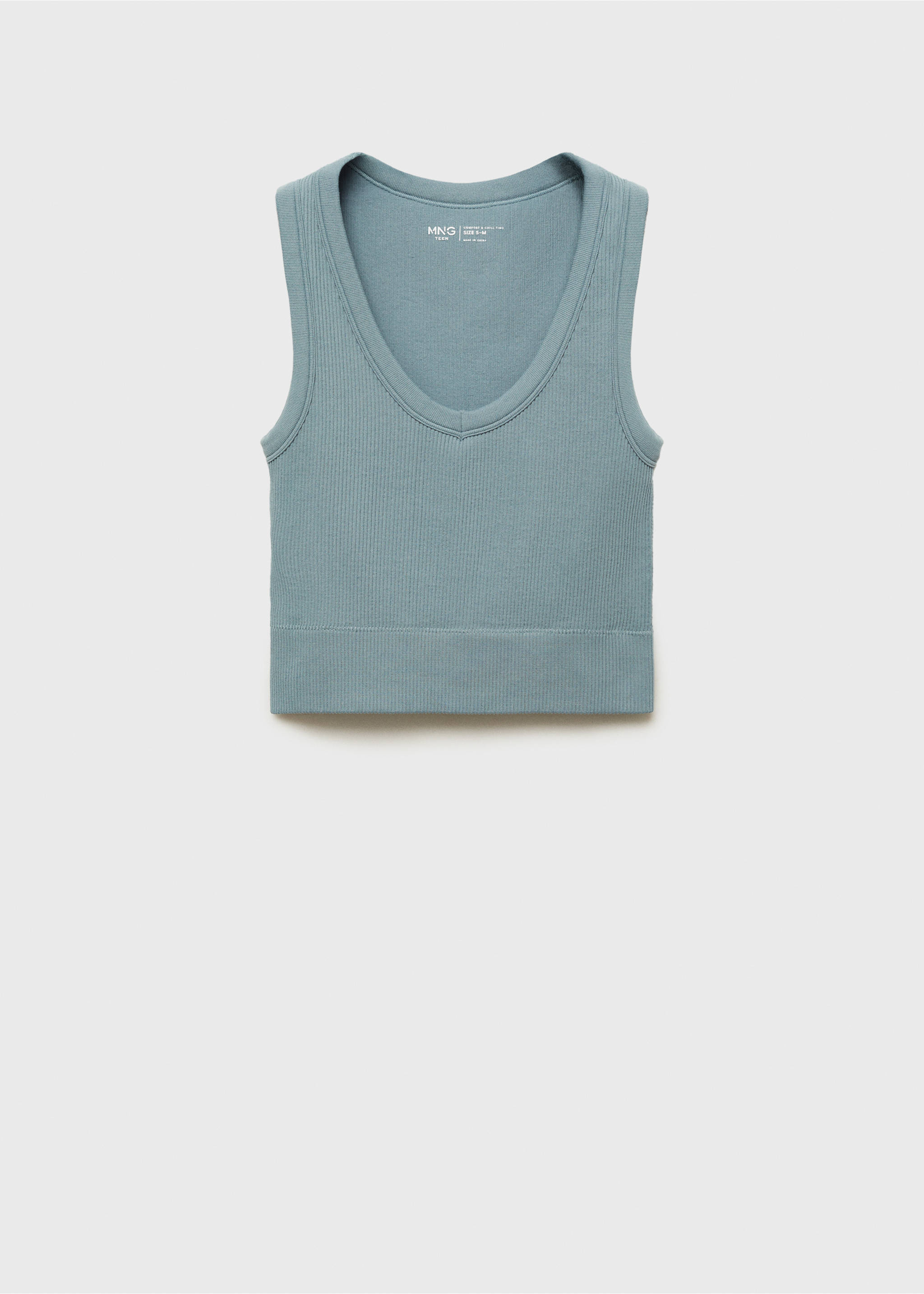 Bauchfreies Sport-Top - Artikel ohne Model, Minzgrün. Ref: 77018281-00.