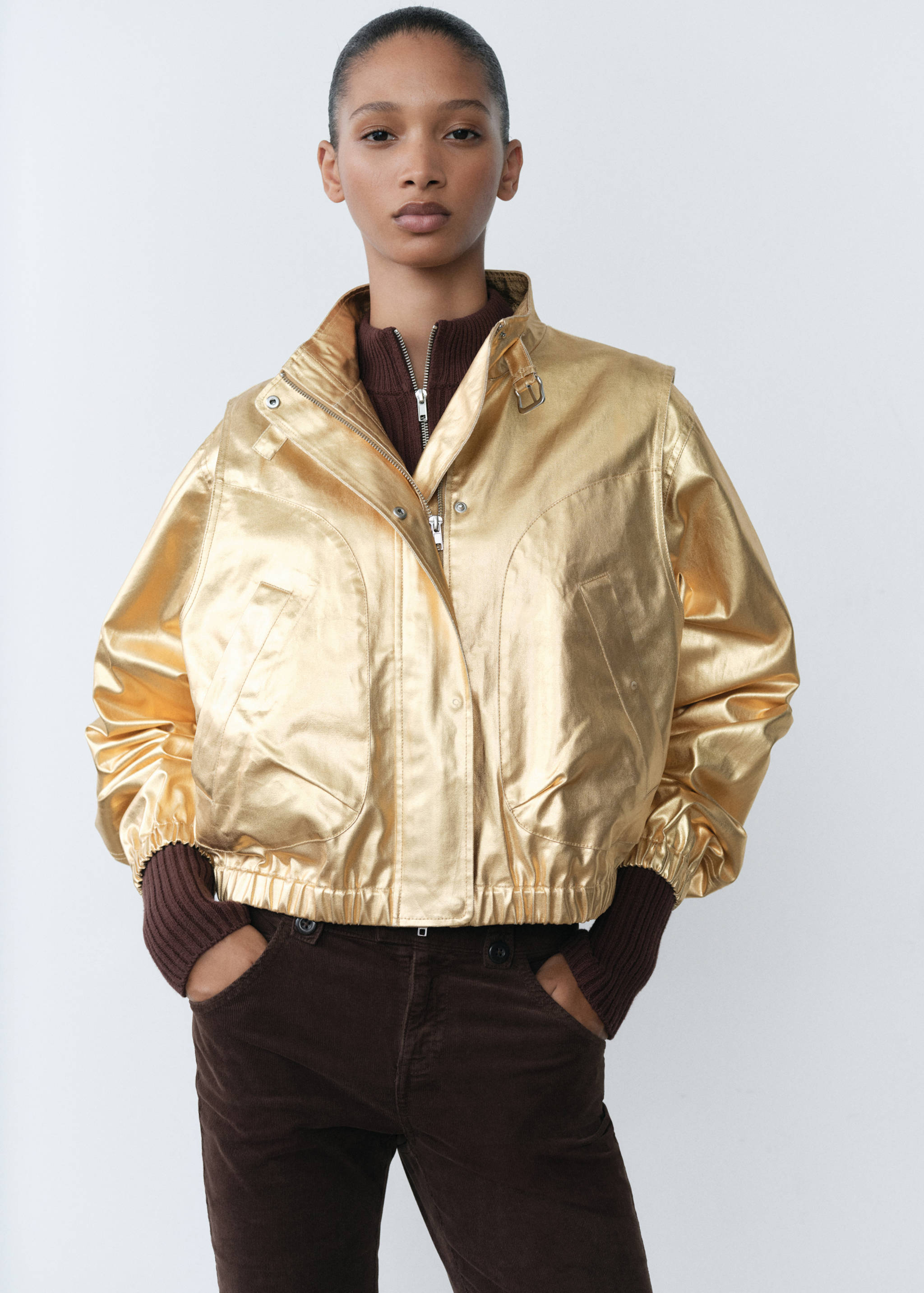 Metallic denim bomber jacket - Medium plane