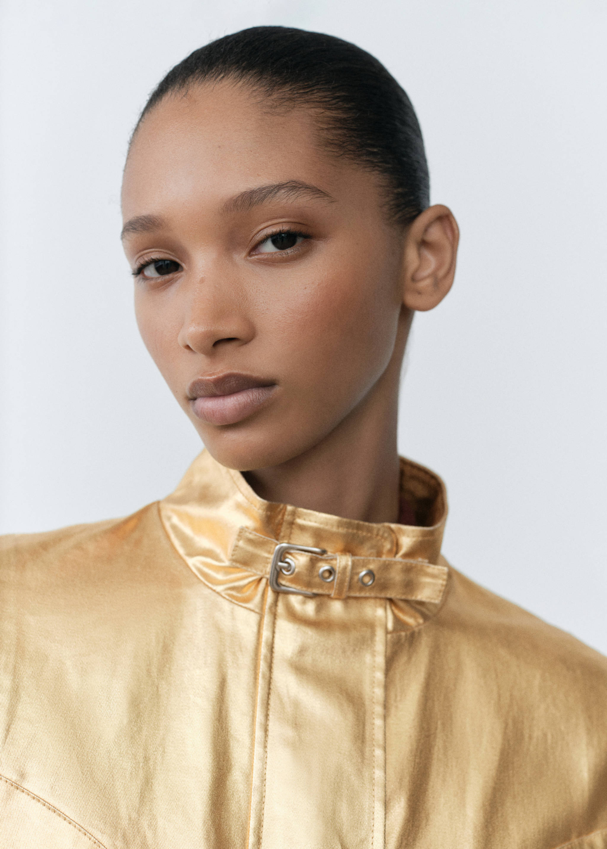 Metallic denim bomber jacket - Details of the article 1