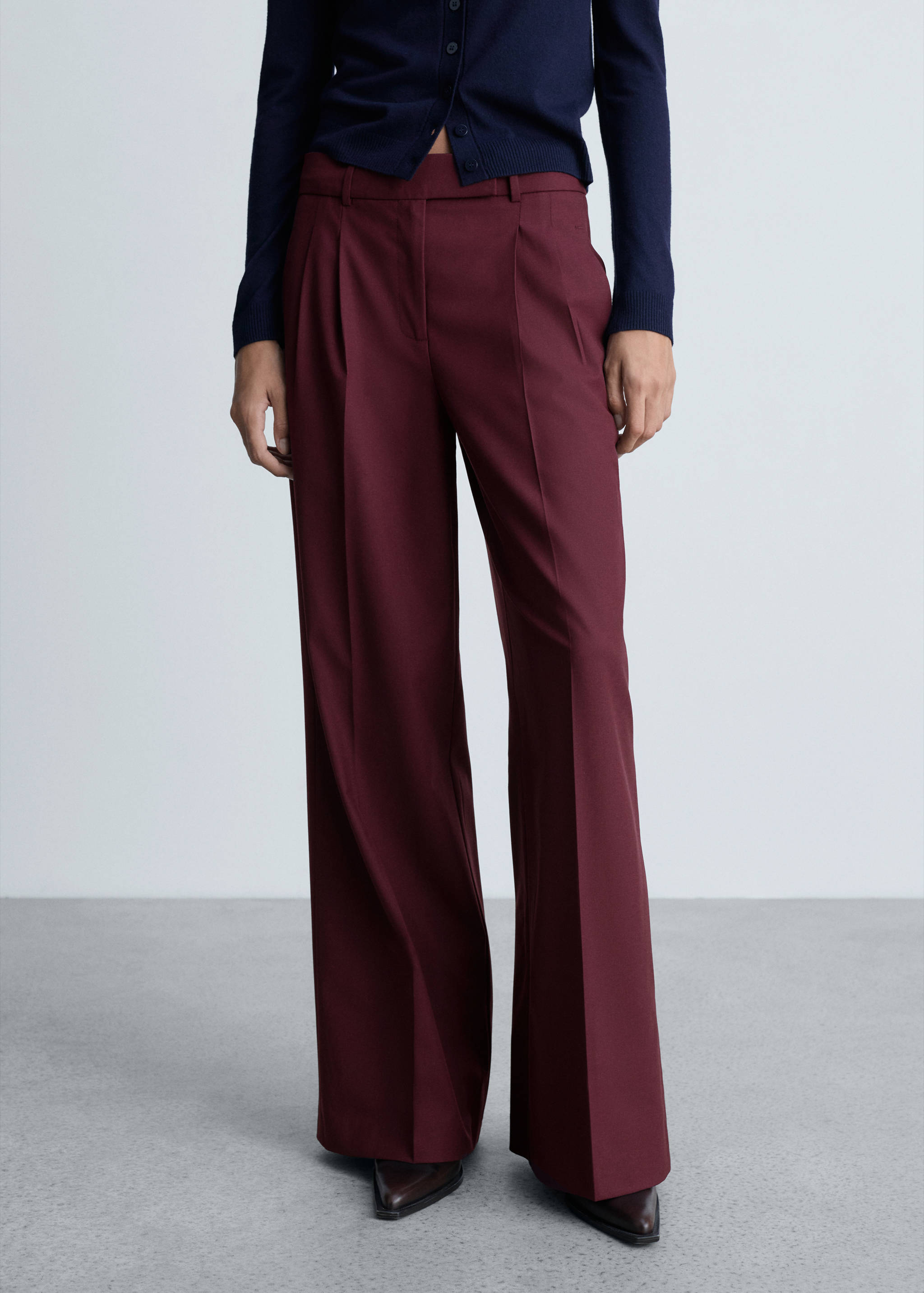 Wide leg pleated wool trousers - Medium plane