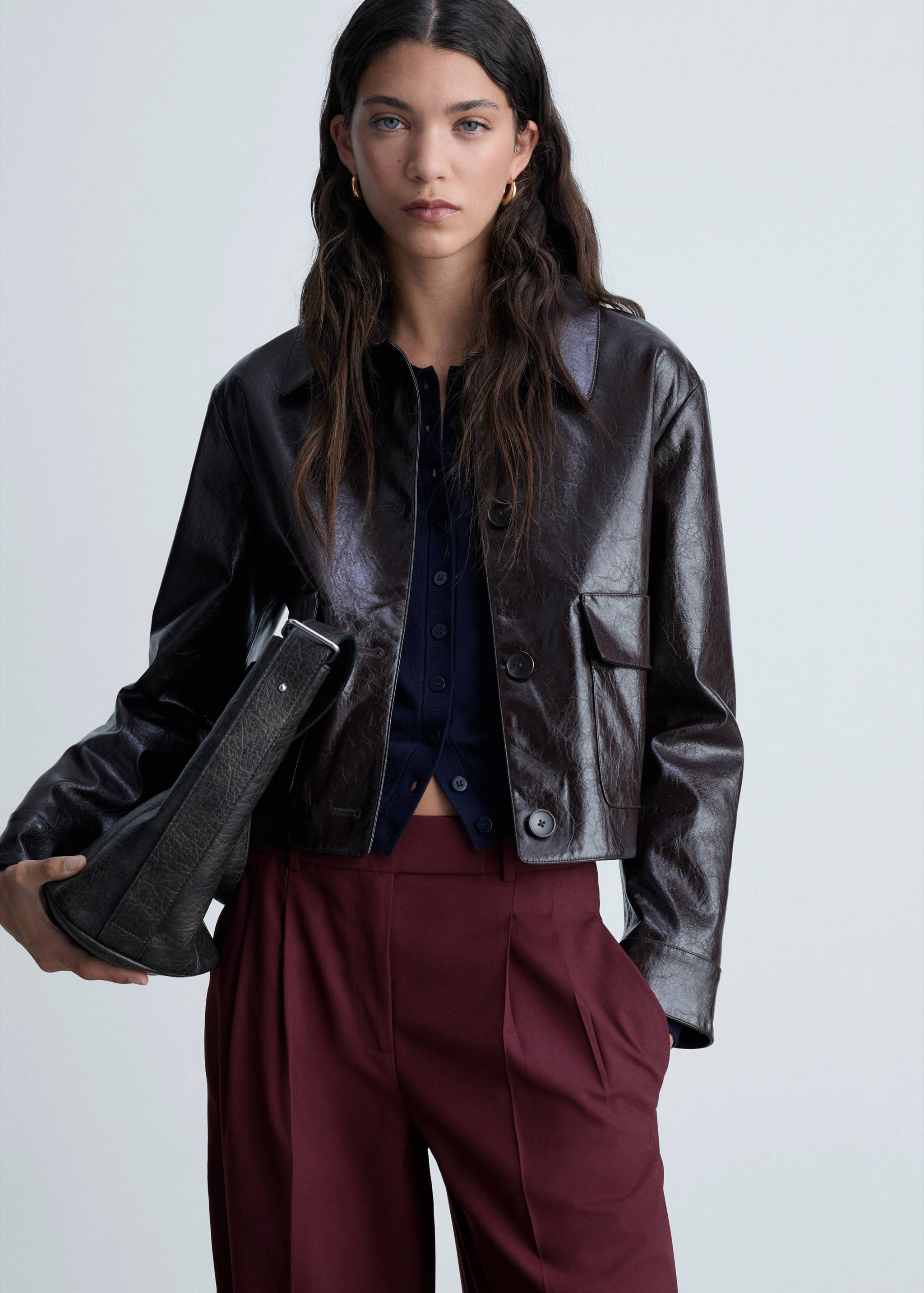 Wide leg pleated wool trousers - Details of the article 1