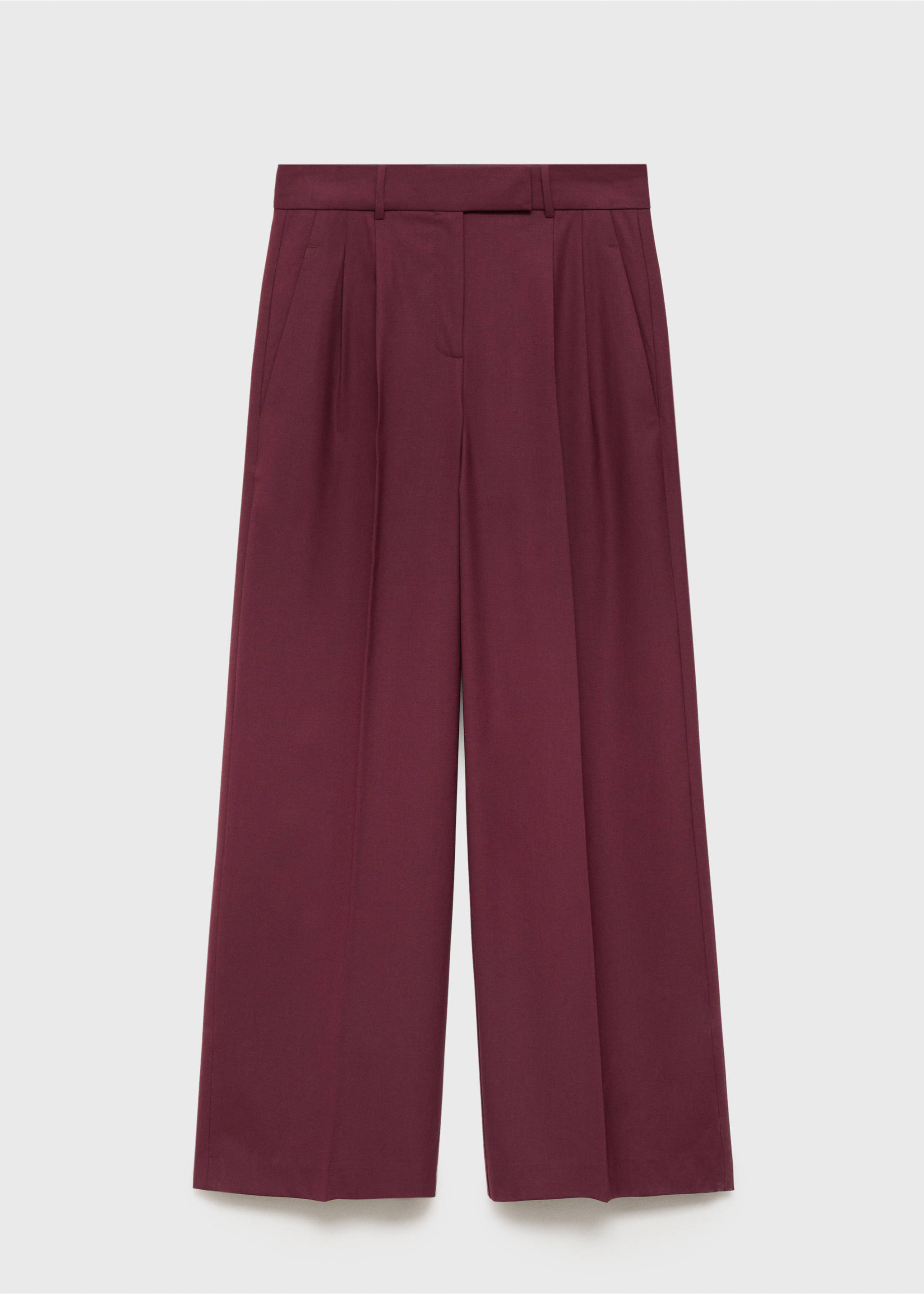 Wide leg pleated wool trousers - Article without model, Maroon. Ref: 77018639-00.