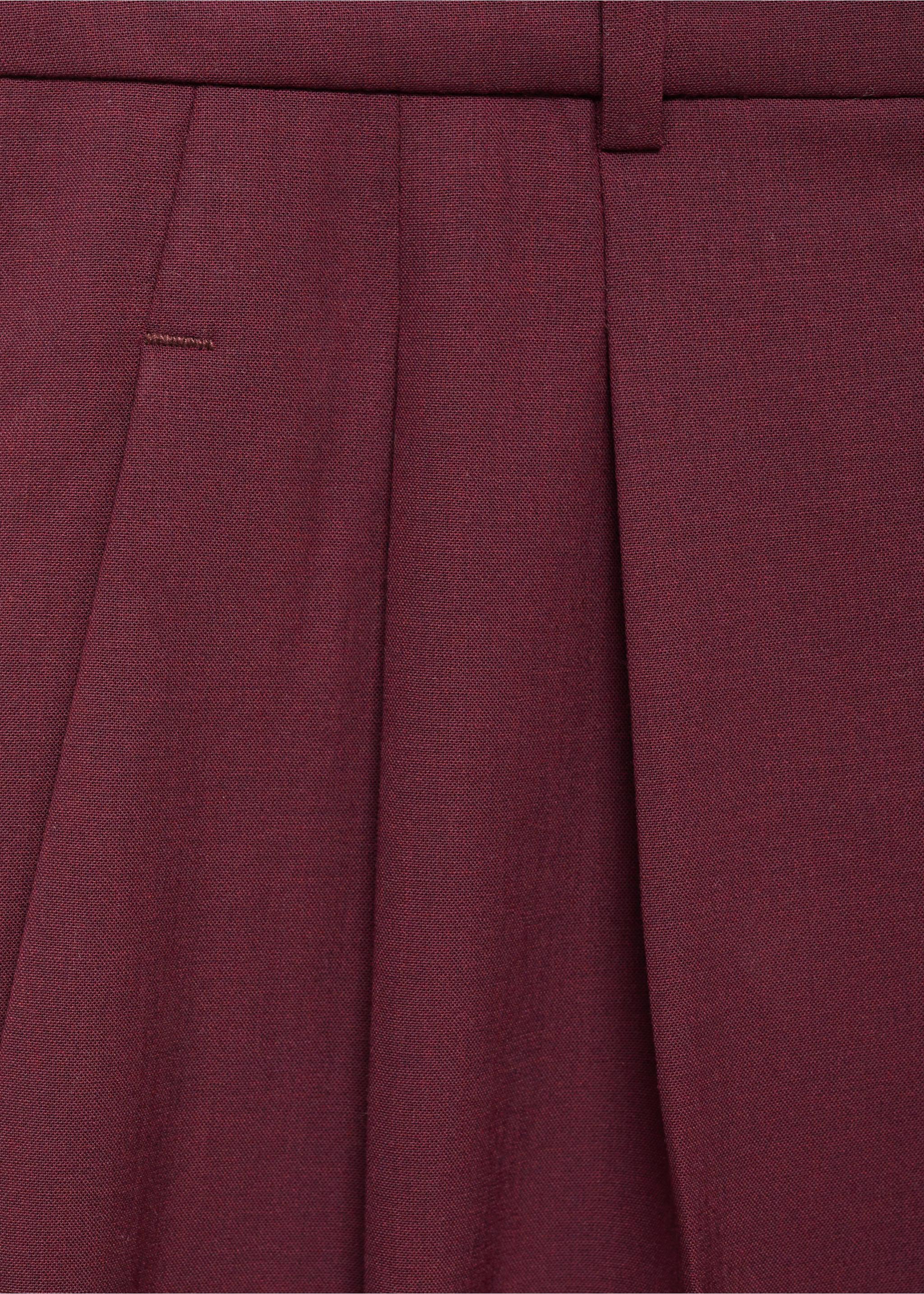 Wide leg pleated wool trousers - Details of the article 8, Maroon. Ref: 77018639-00.