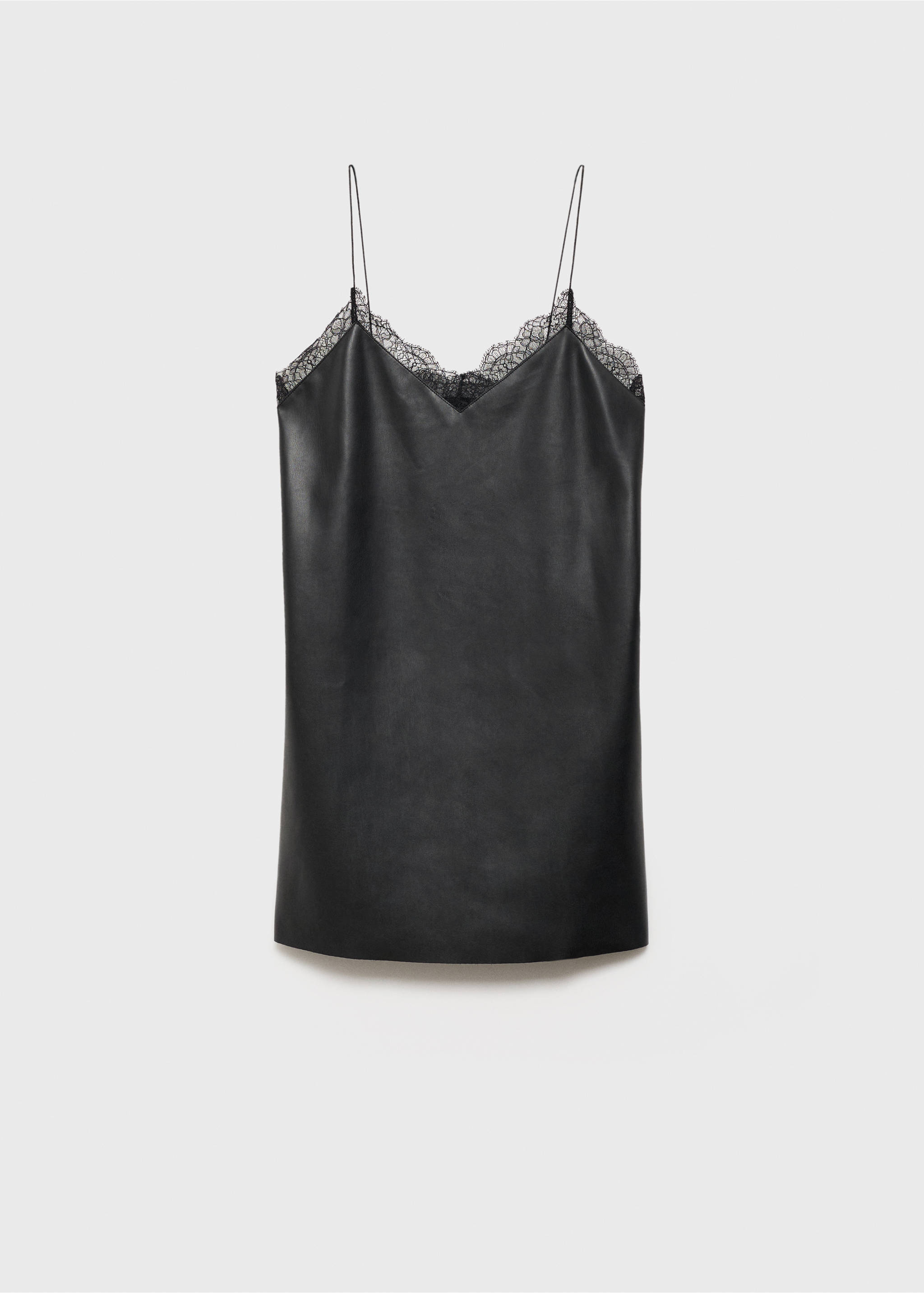 Faux-leather slip dress - Article without model, Black. Ref: 77019033-00.