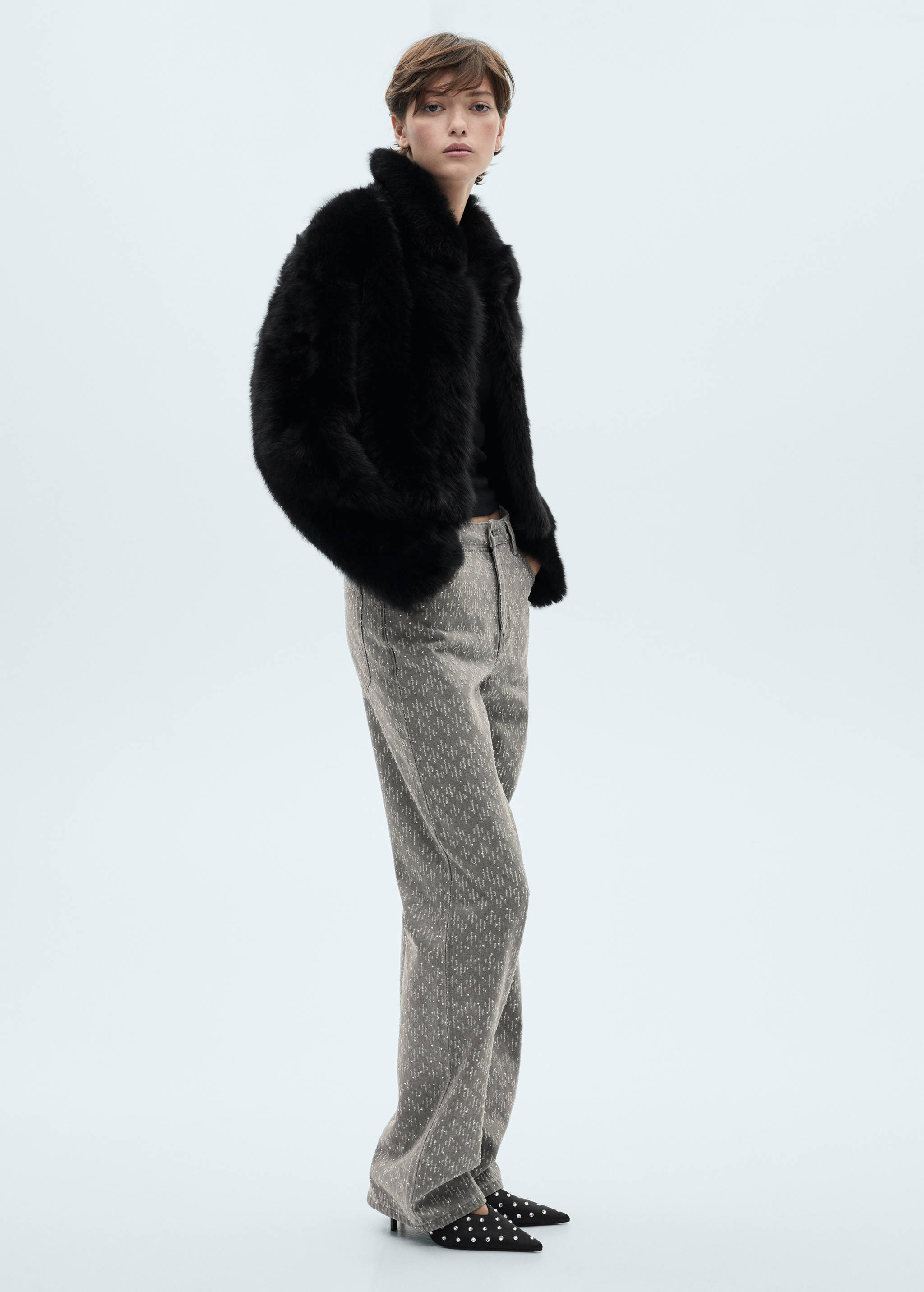 Straight-fit jeans with rhinestone detail - General plane