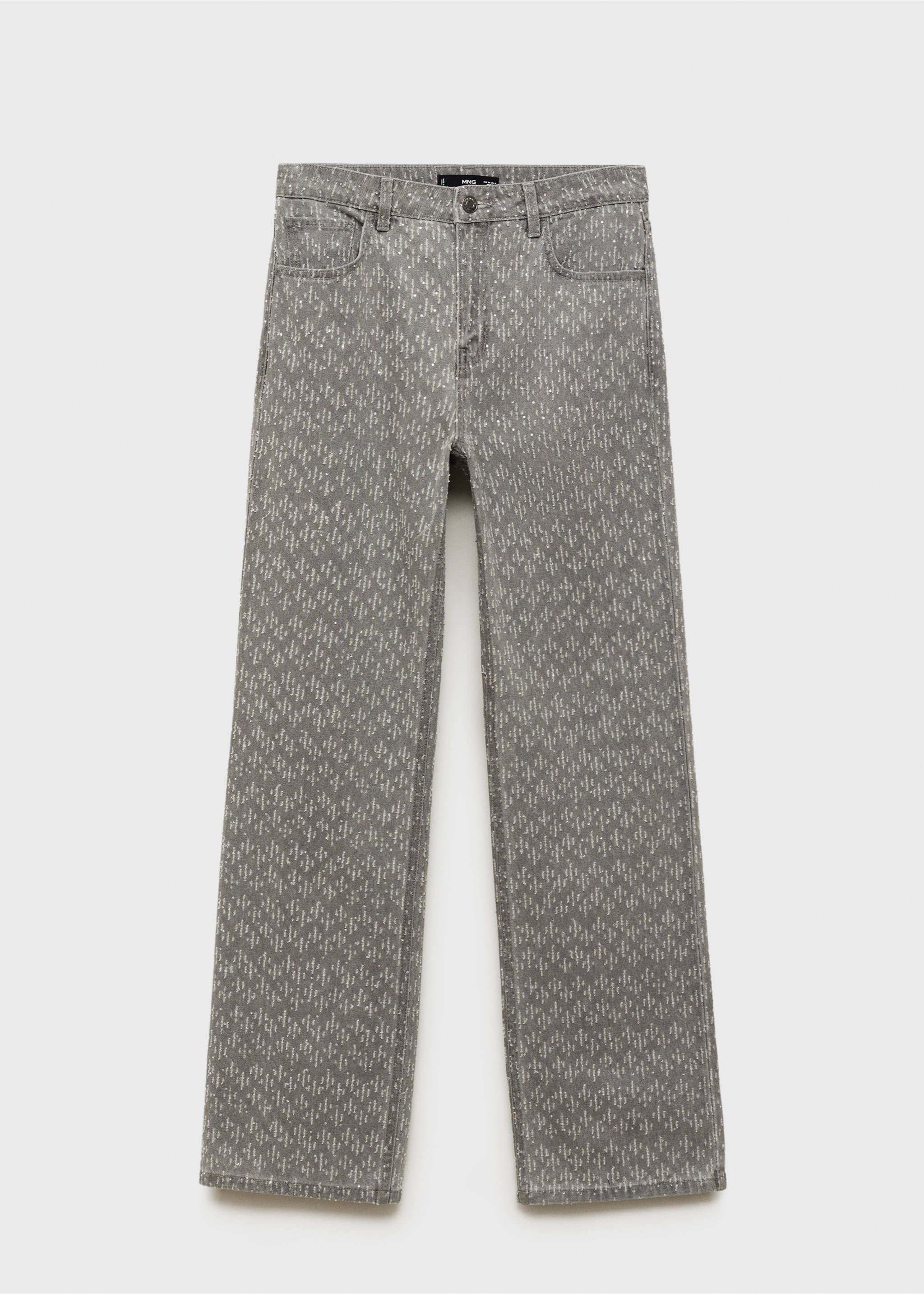 Straight-fit jeans with rhinestone detail - Article without model, Denim Grey. Ref: 77019057-00.