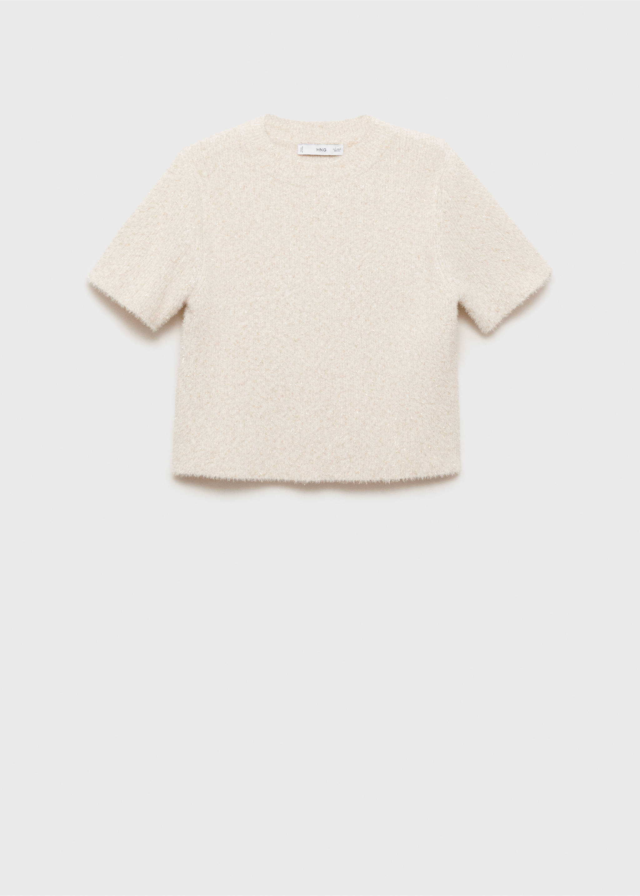 Short-sleeved sweater with shiny detail - Article without model, Ecru. Ref: 77019059-00.