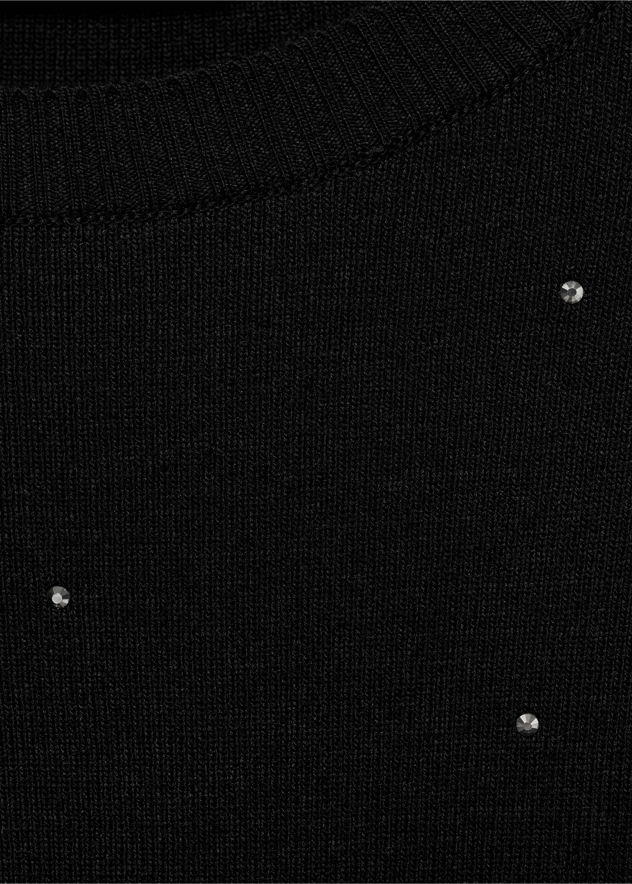 Strassverzierter Pullover in Cropped-Länge - Detail des Artikels 8, Schwarz. Ref: 77019063-00.
