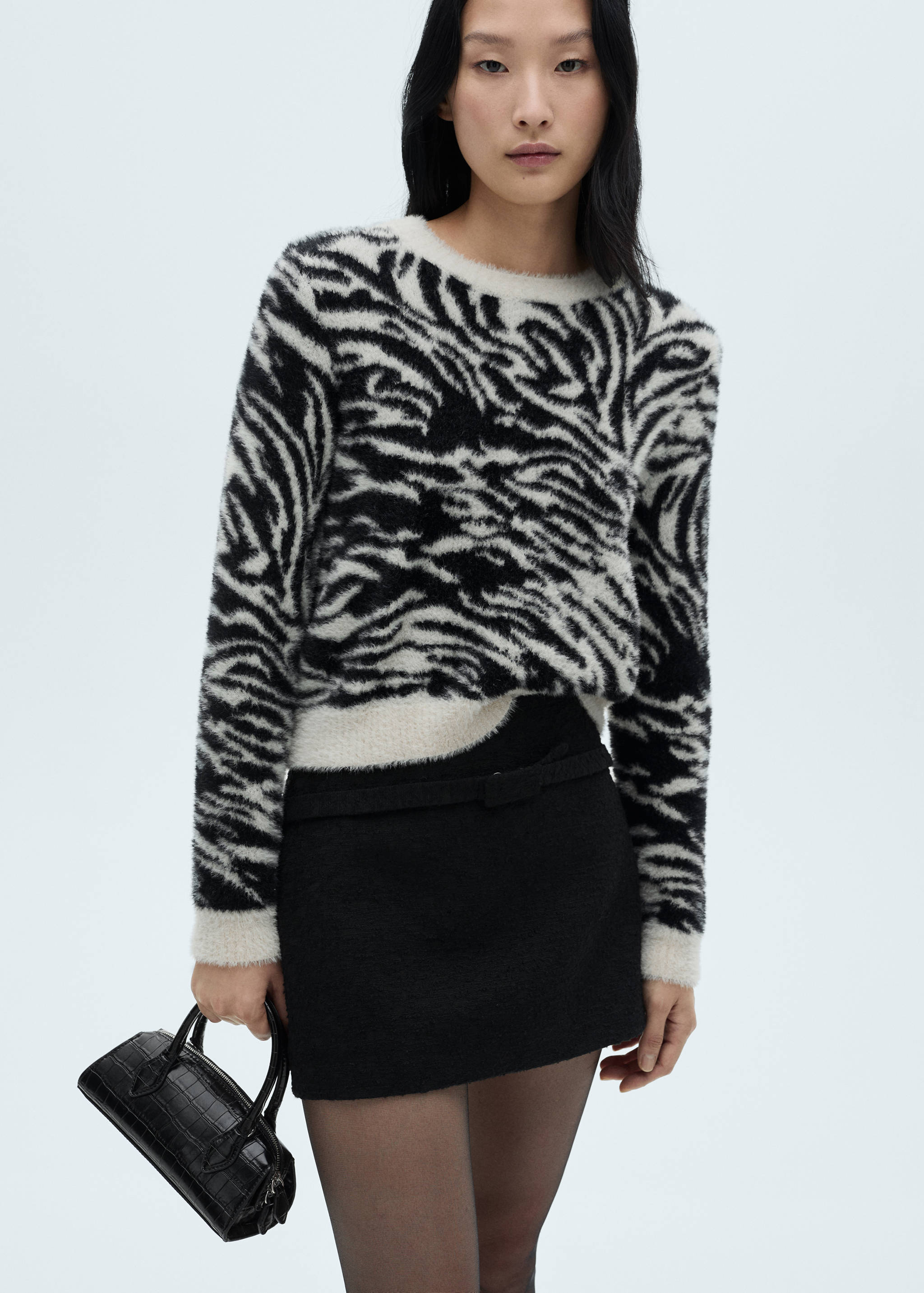 Faux-fur zebra-print sweater - Medium plane