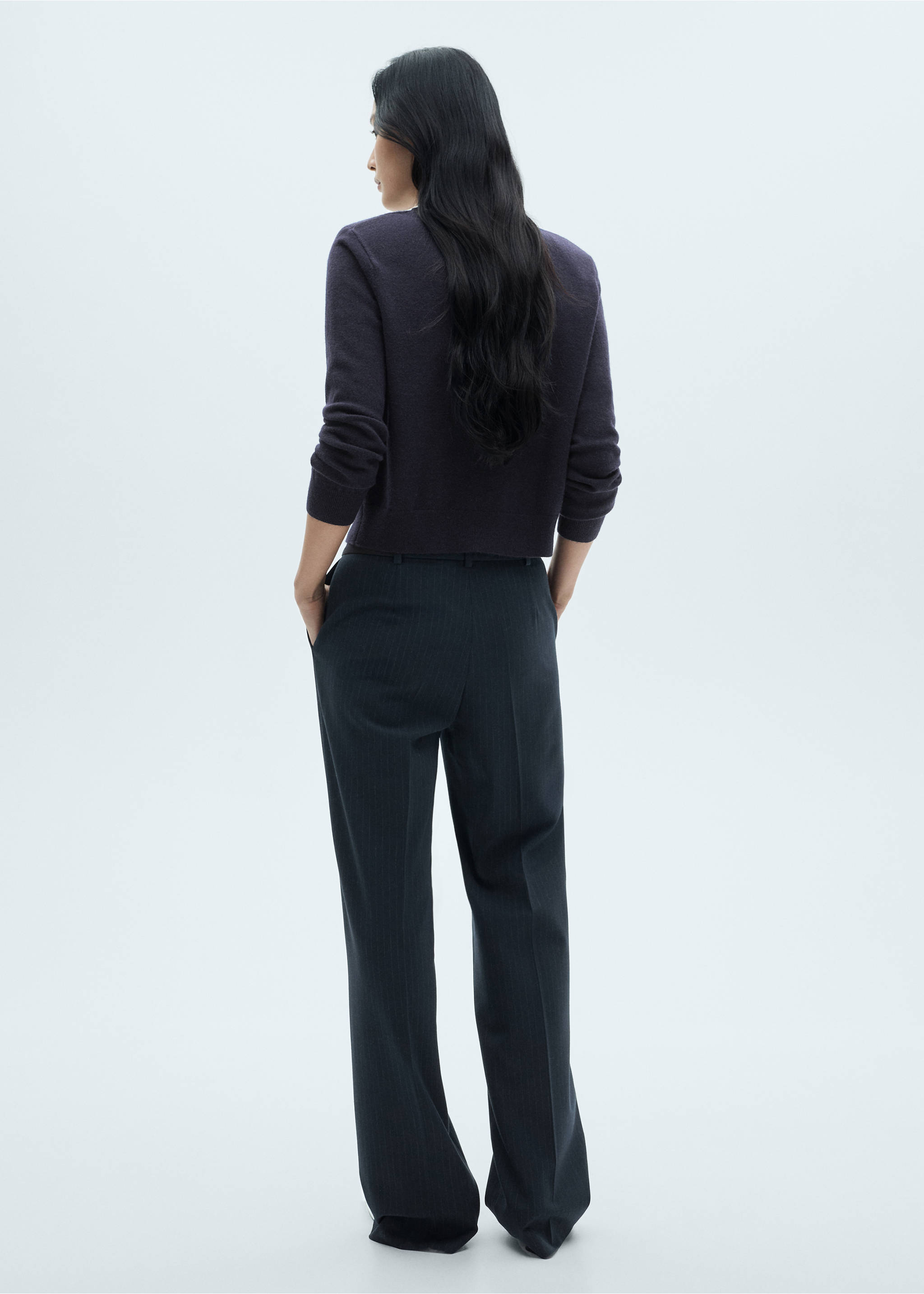 Round-neck knitted sweater - Reverse of the article, Dark Navy. Ref: 77019070-00.