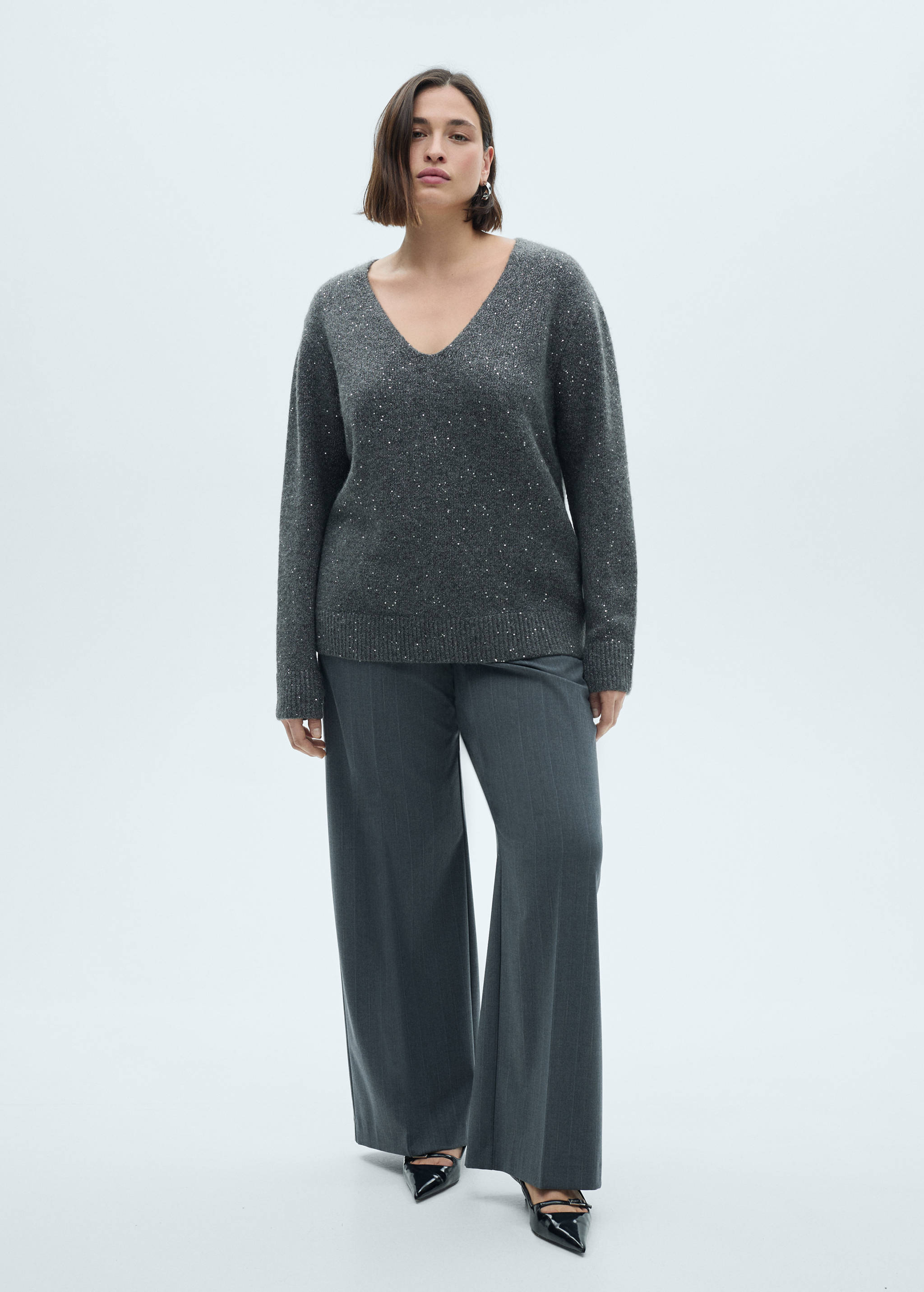 Jersey cuello pico lentejuelas - Detalle del artículo 3
