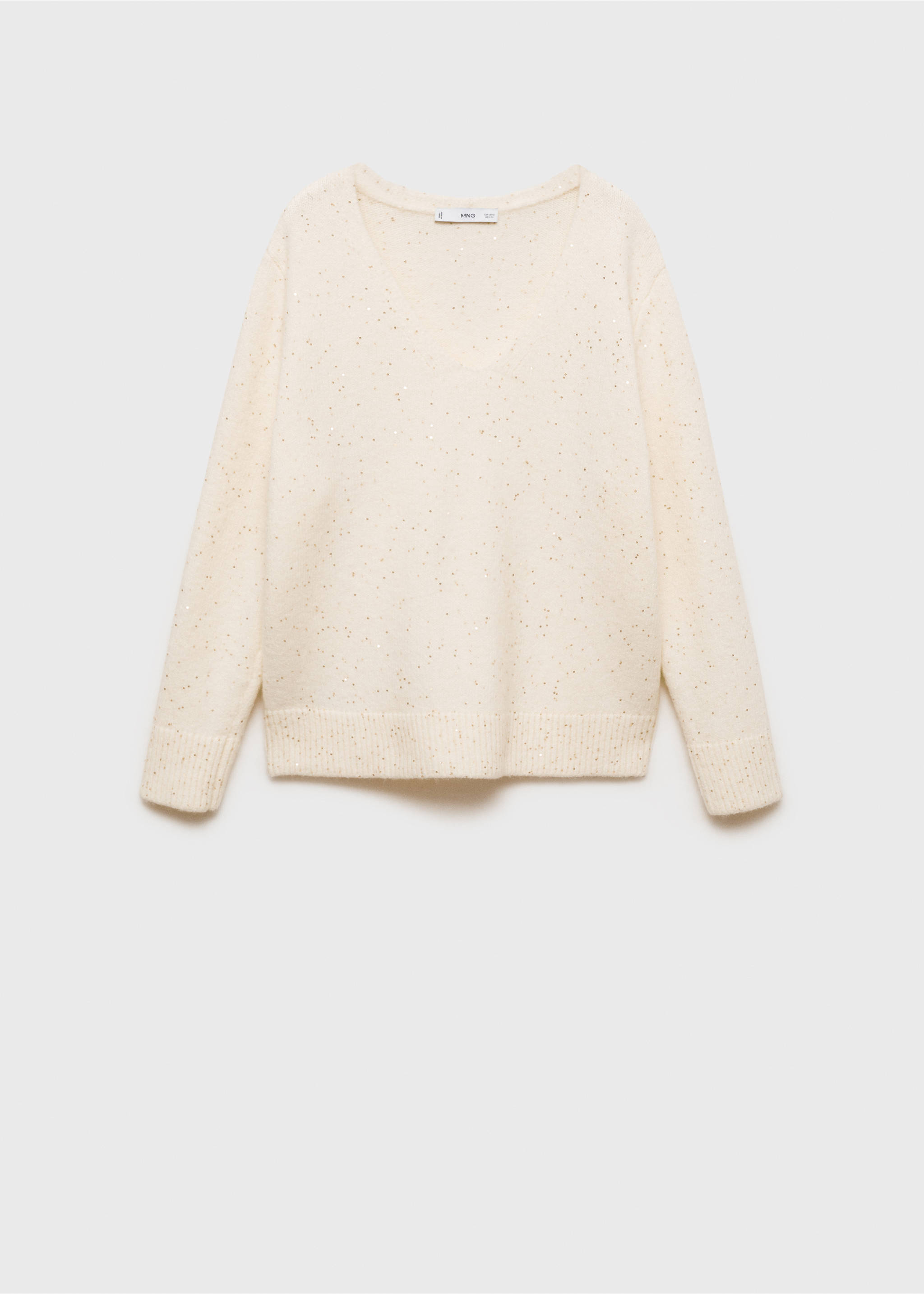 V-neck sequin sweater - Article without model, Gold. Ref: 77019072-00.