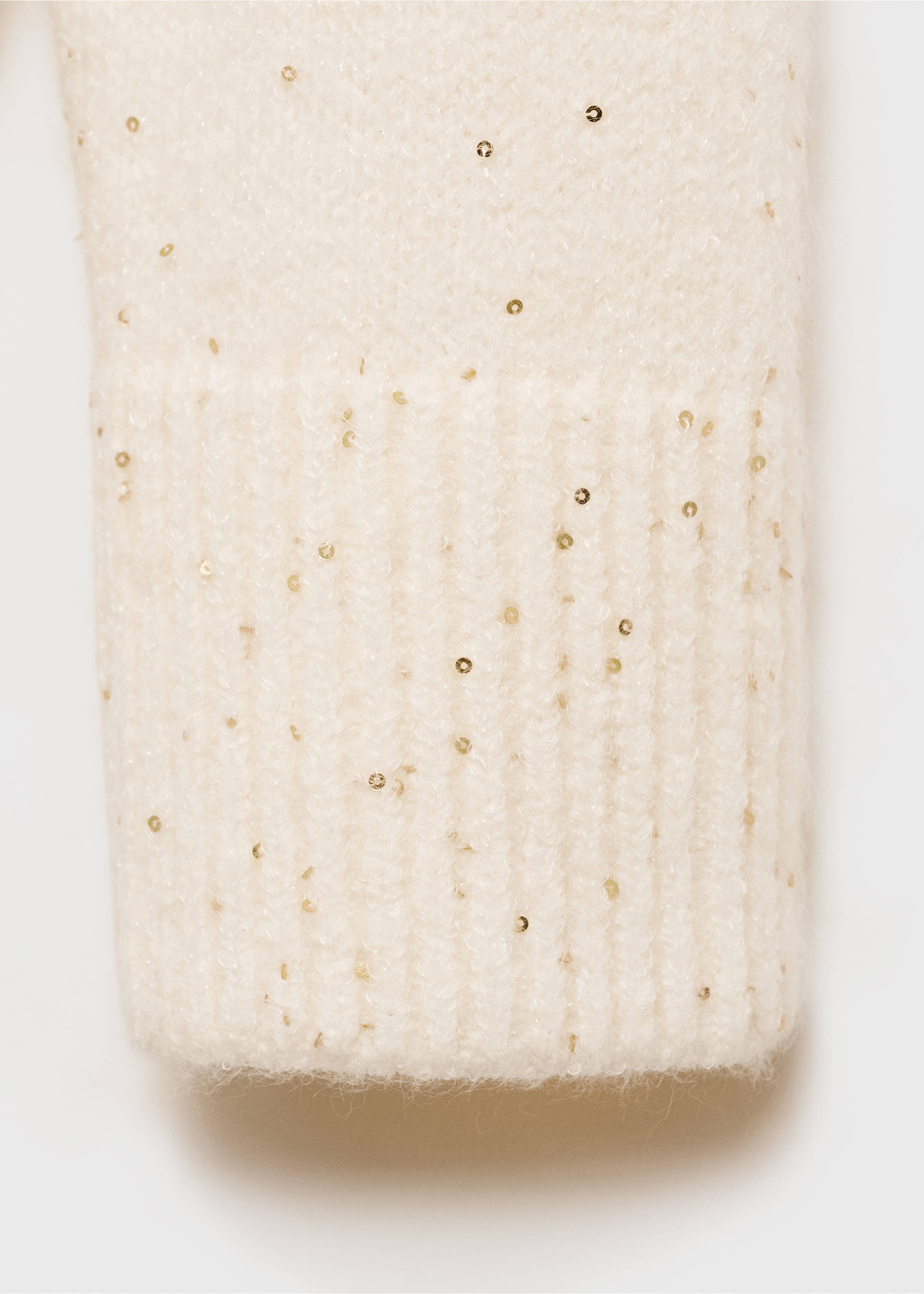 V-neck sequin sweater - Details of the article 0, Gold. Ref: 77019072-00.