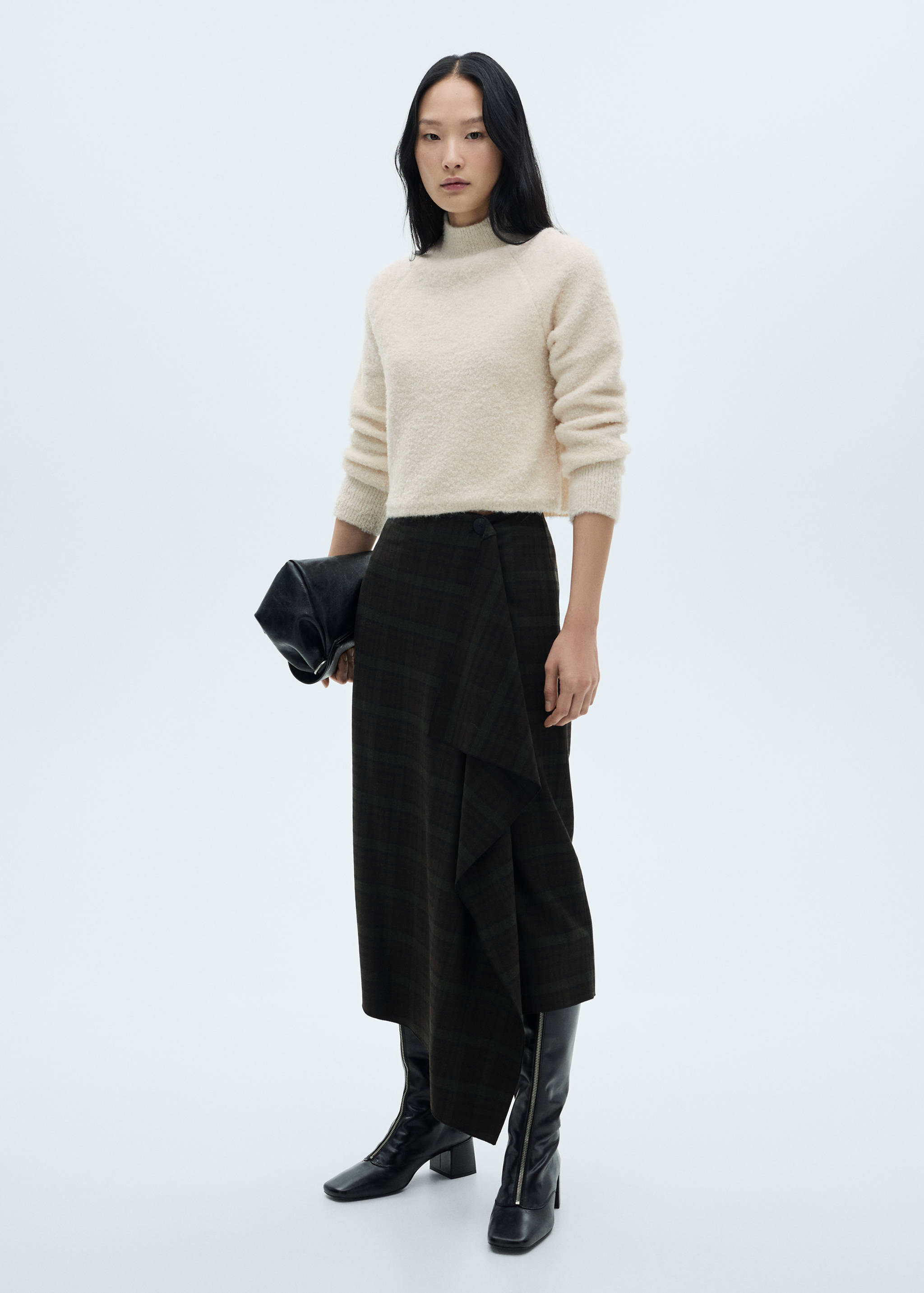 Bouclé-Pullover mit halbhohem Kragen - Allgemeine Ansicht
