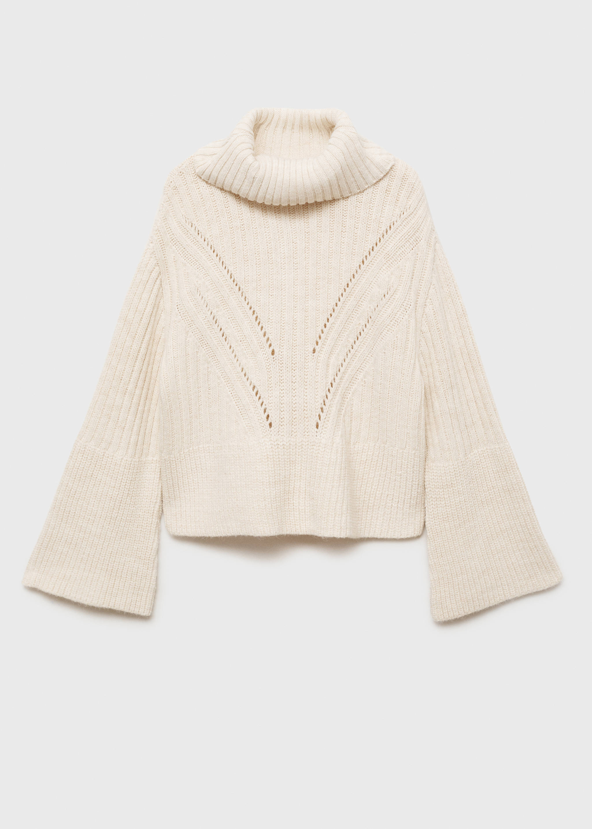 Sweter z wywijanym golfem i ażurowym detalem - Artykuł bez modela/modelki