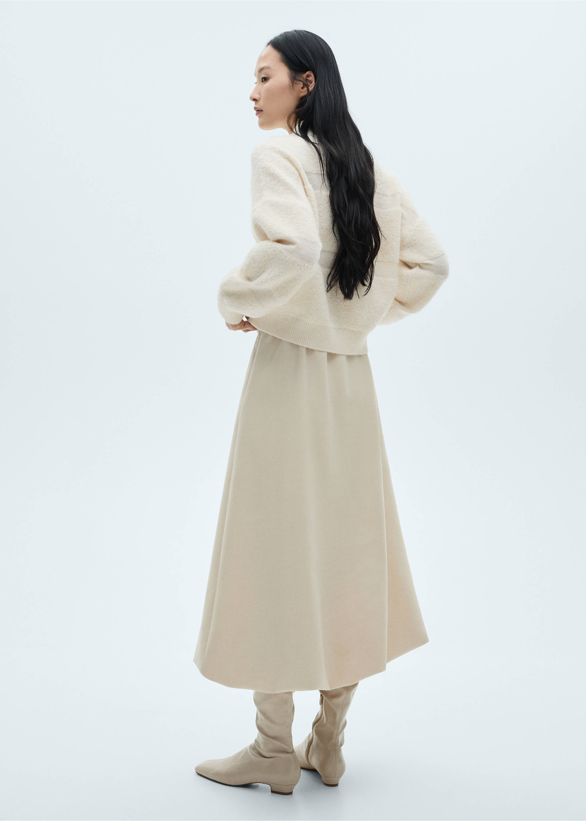 Perkins-neck panelled sweater - Reverse of the article, Ecru. Ref: 77019078-00.