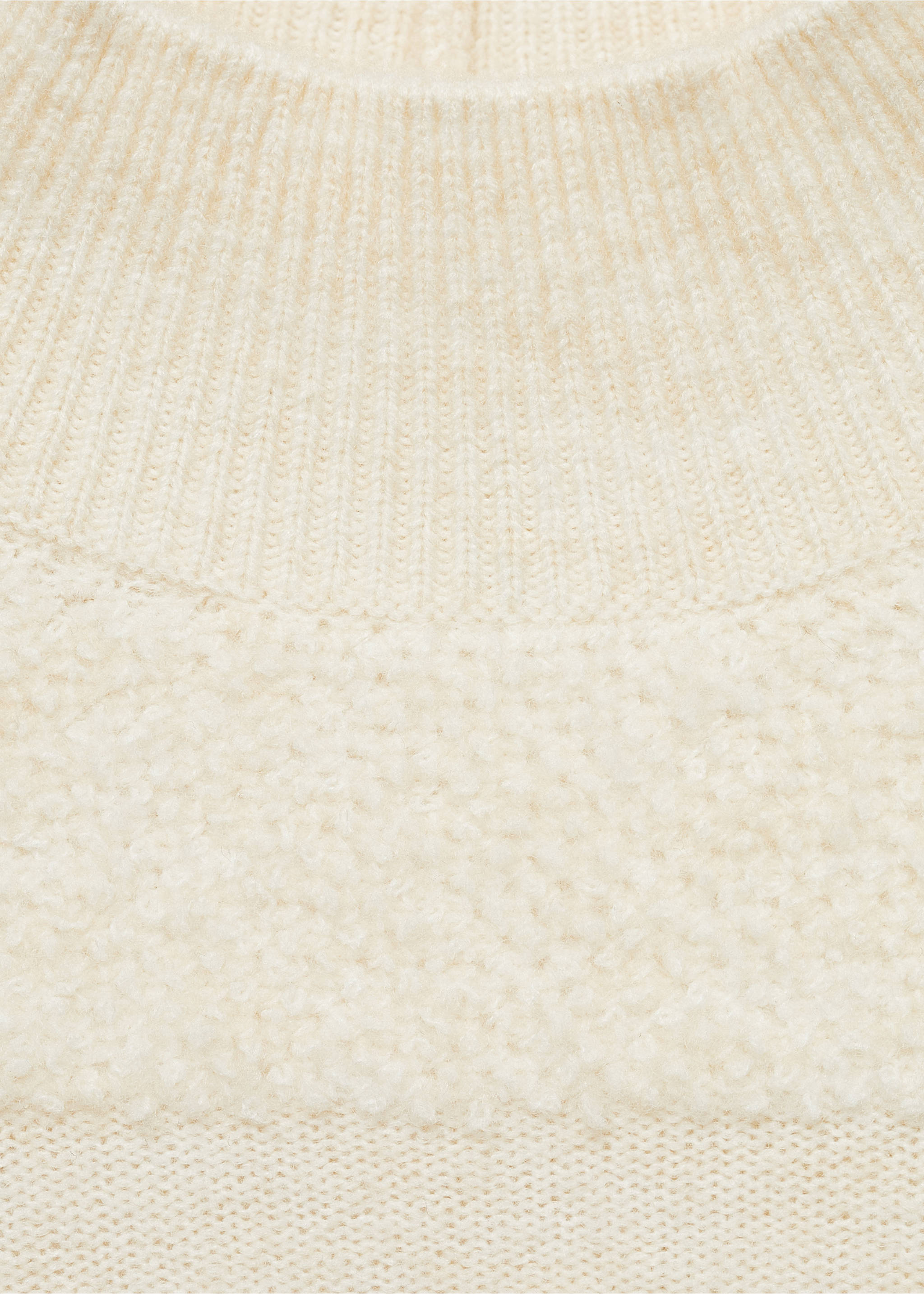Perkins-neck panelled sweater - Details of the article 8, Ecru. Ref: 77019078-00.