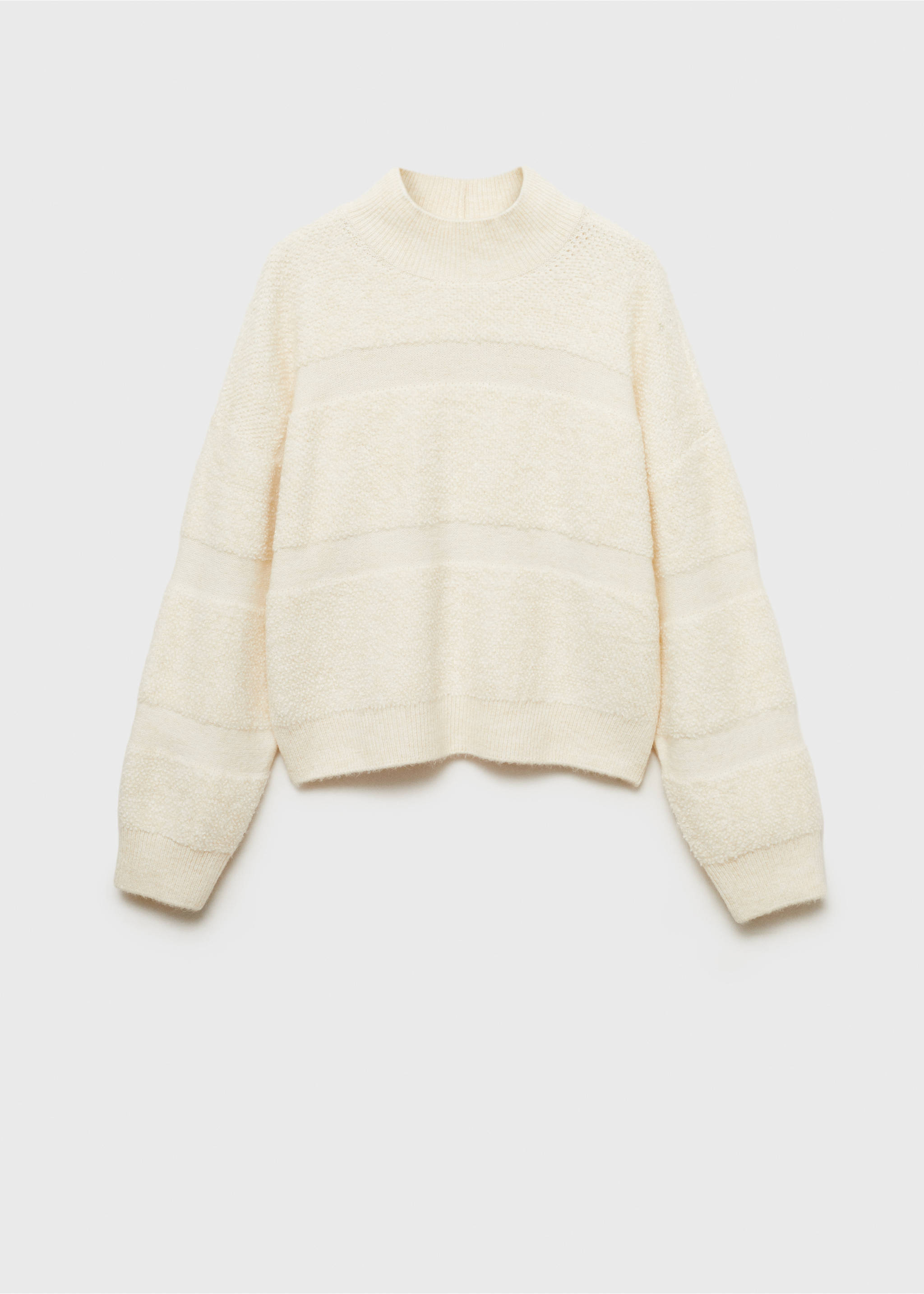 Perkins-neck panelled sweater - Article without model, Ecru. Ref: 77019078-00.