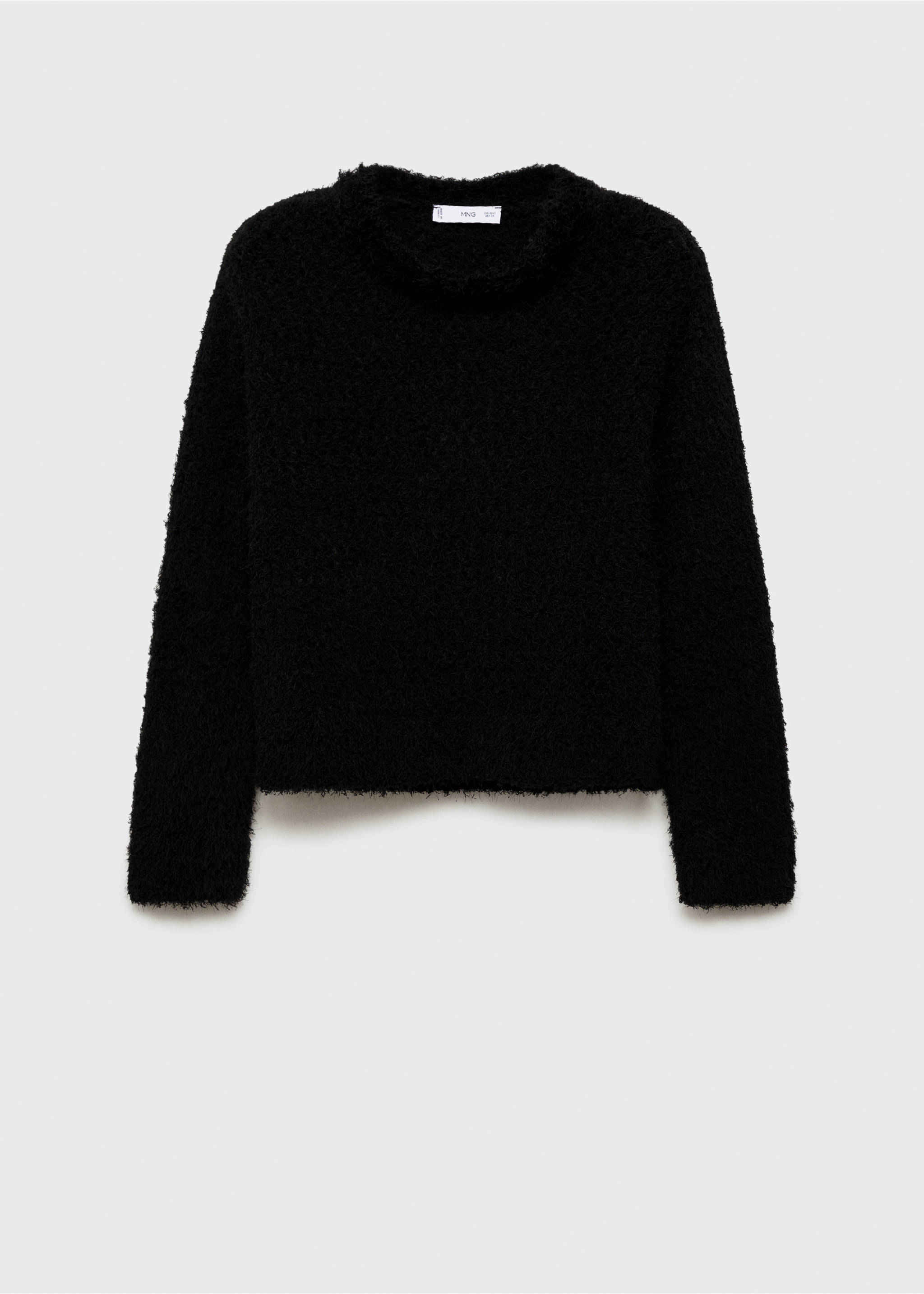 Faux-fur knitted sweater - Article without model, Black. Ref: 77019080-00.