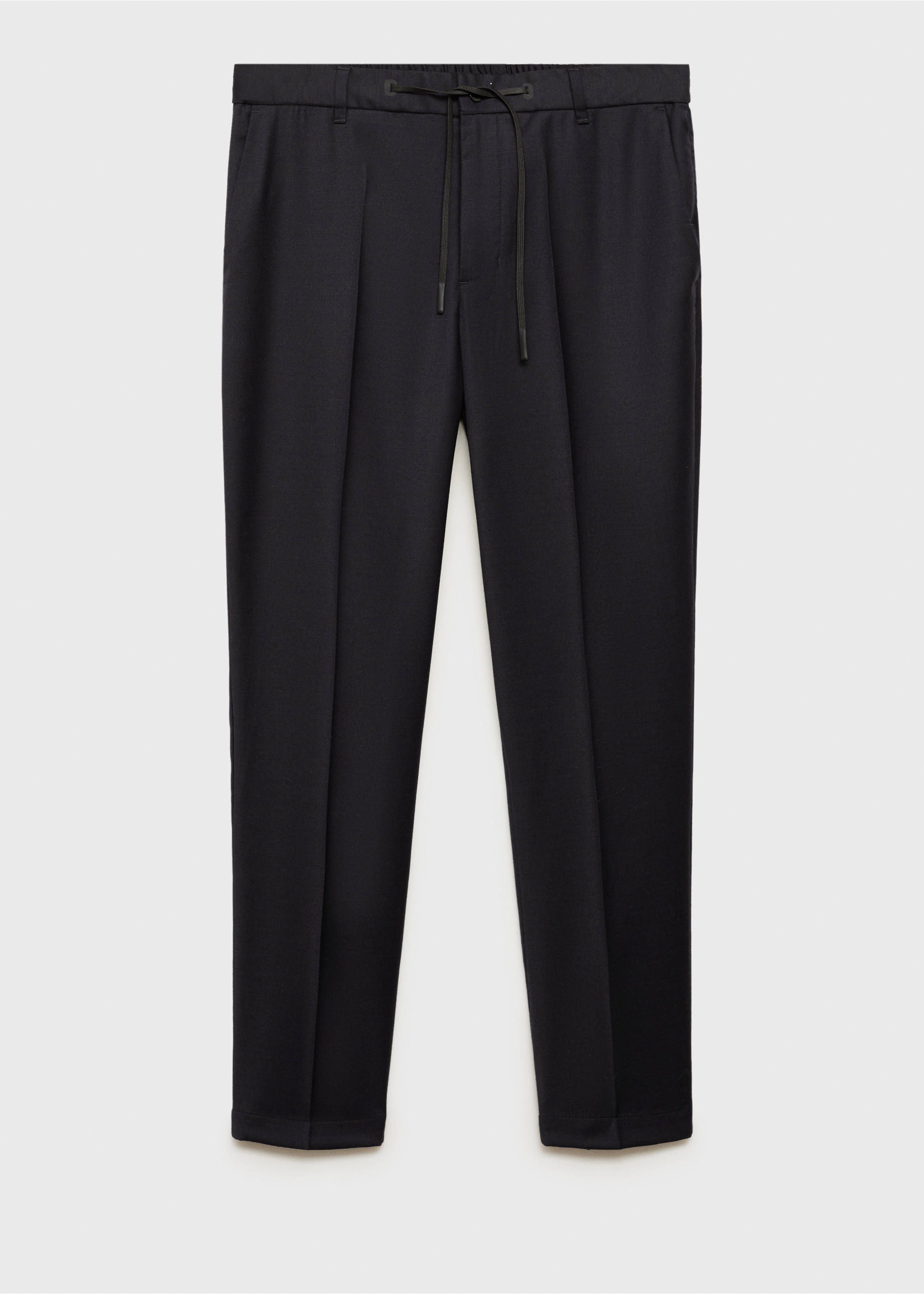 Wool-blend trousers with drawstring - Article without model, Night Blue. Ref: 77019230-00.