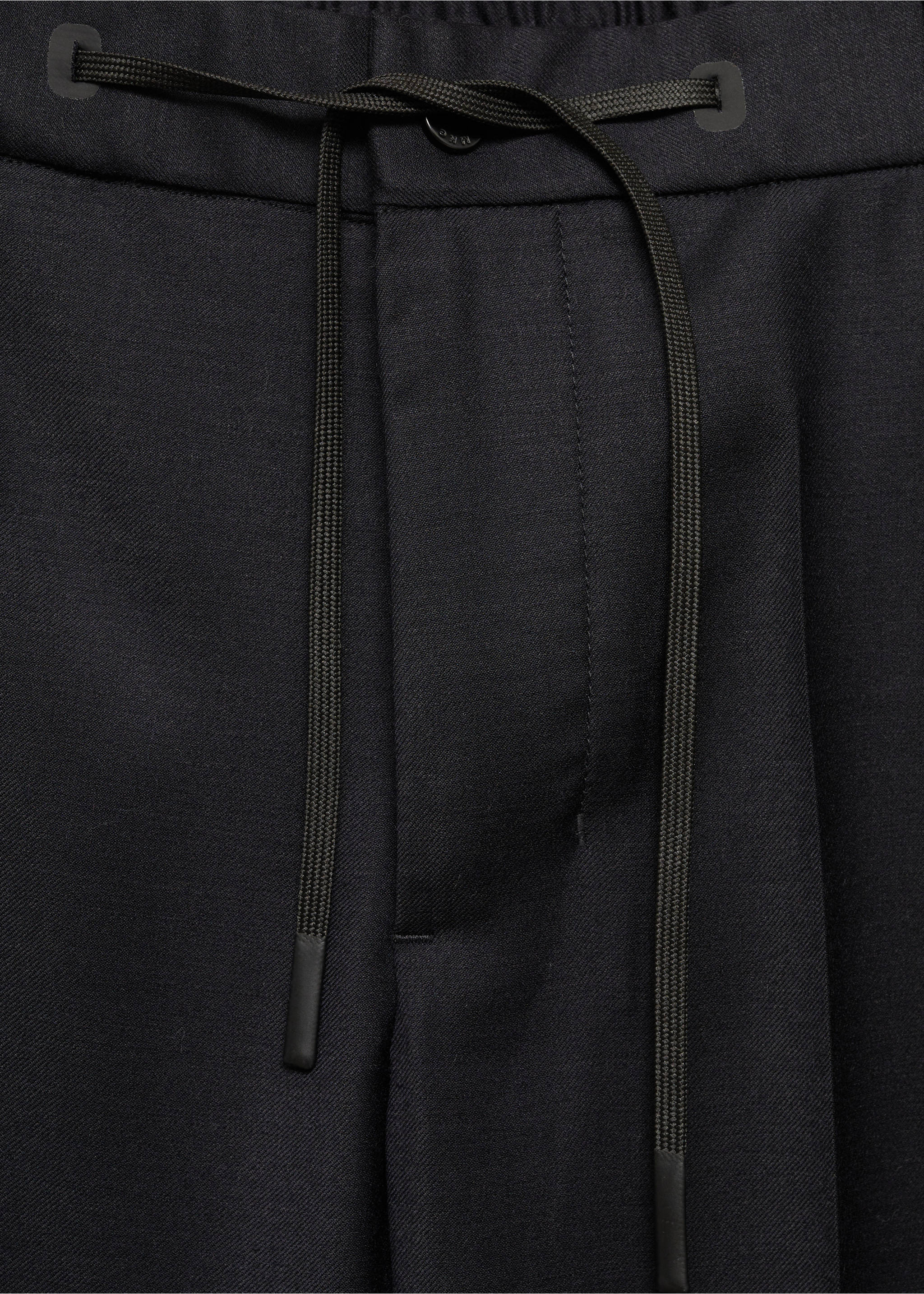 Wool-blend trousers with drawstring - Details of the article 8, Night Blue. Ref: 77019230-00.