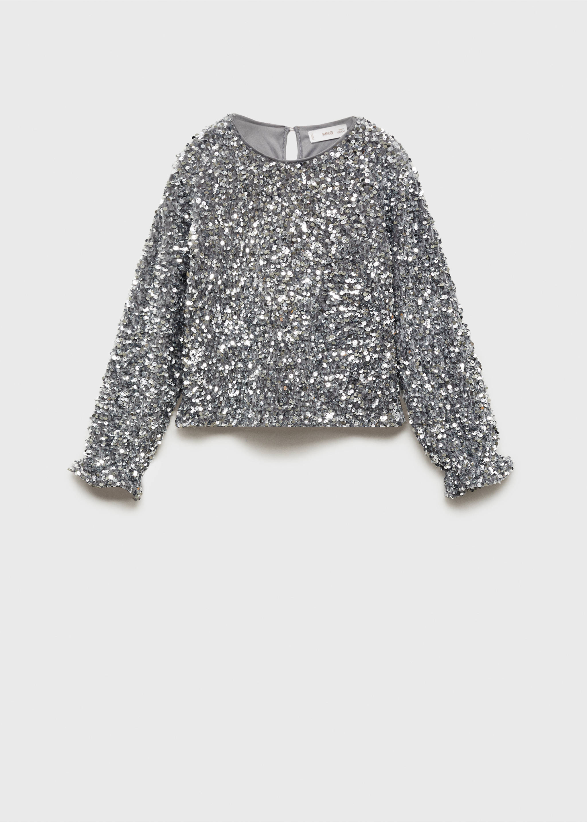 Long-sleeved t-shirt with sequins - Article without model, Silver. Ref: 77019233-00.
