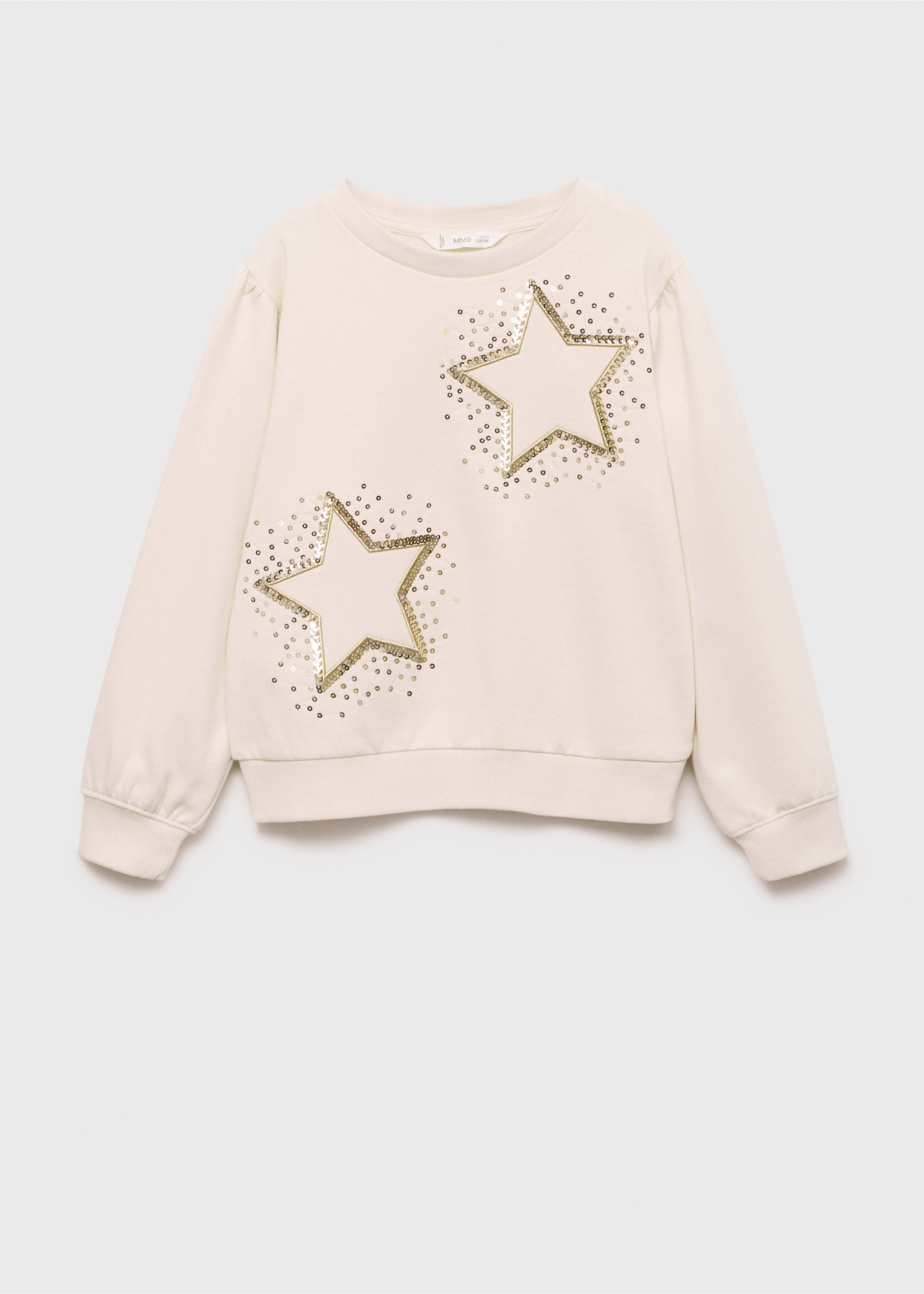 Sequin stars sweatshirt - Article without model, Ecru. Ref: 77019235-00.