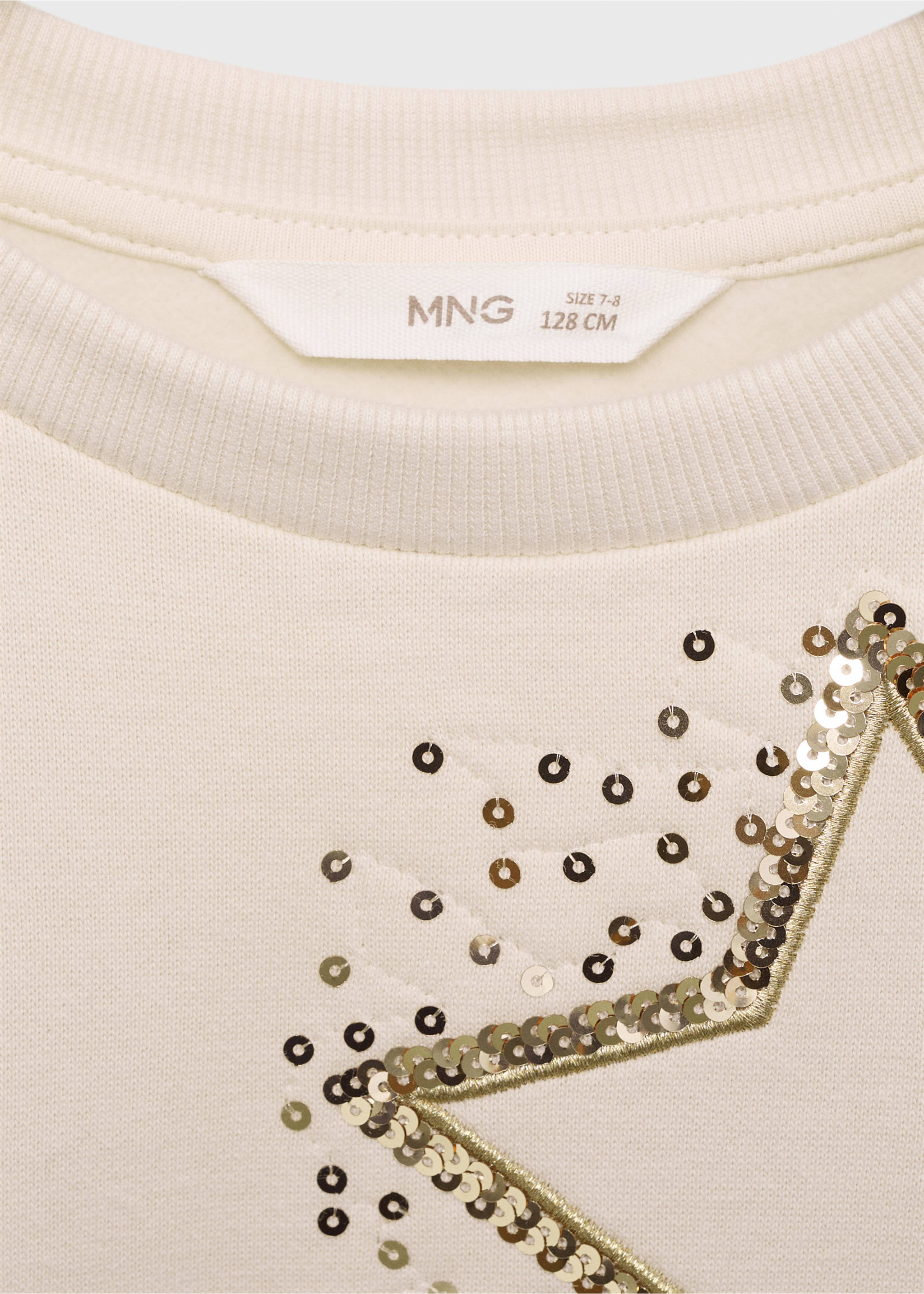 Sequin stars sweatshirt - Details of the article 8, Ecru. Ref: 77019235-00.