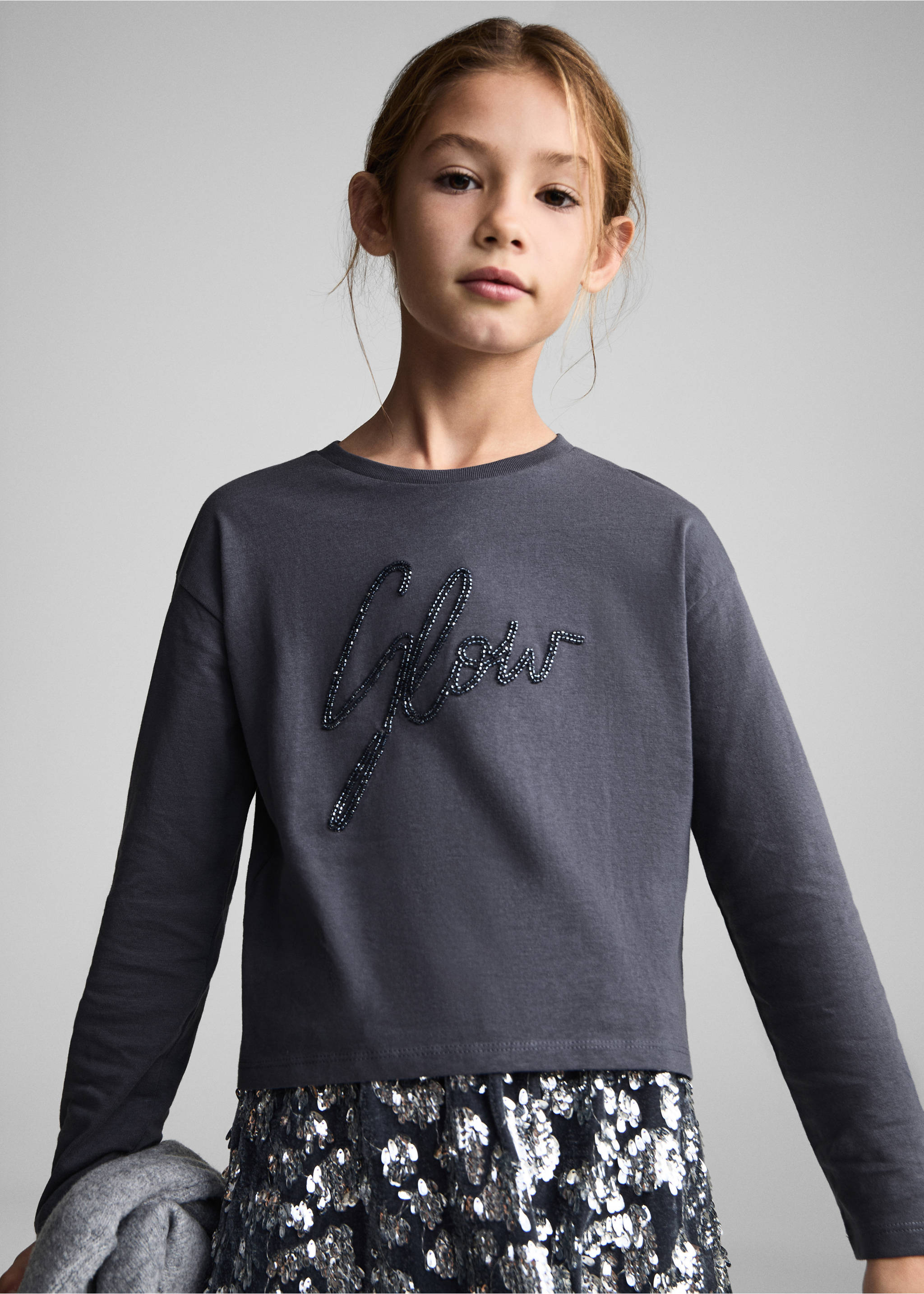 Beaded cotton T-shirt - Medium plane, Petrol Blue. Ref: 77019237-00.